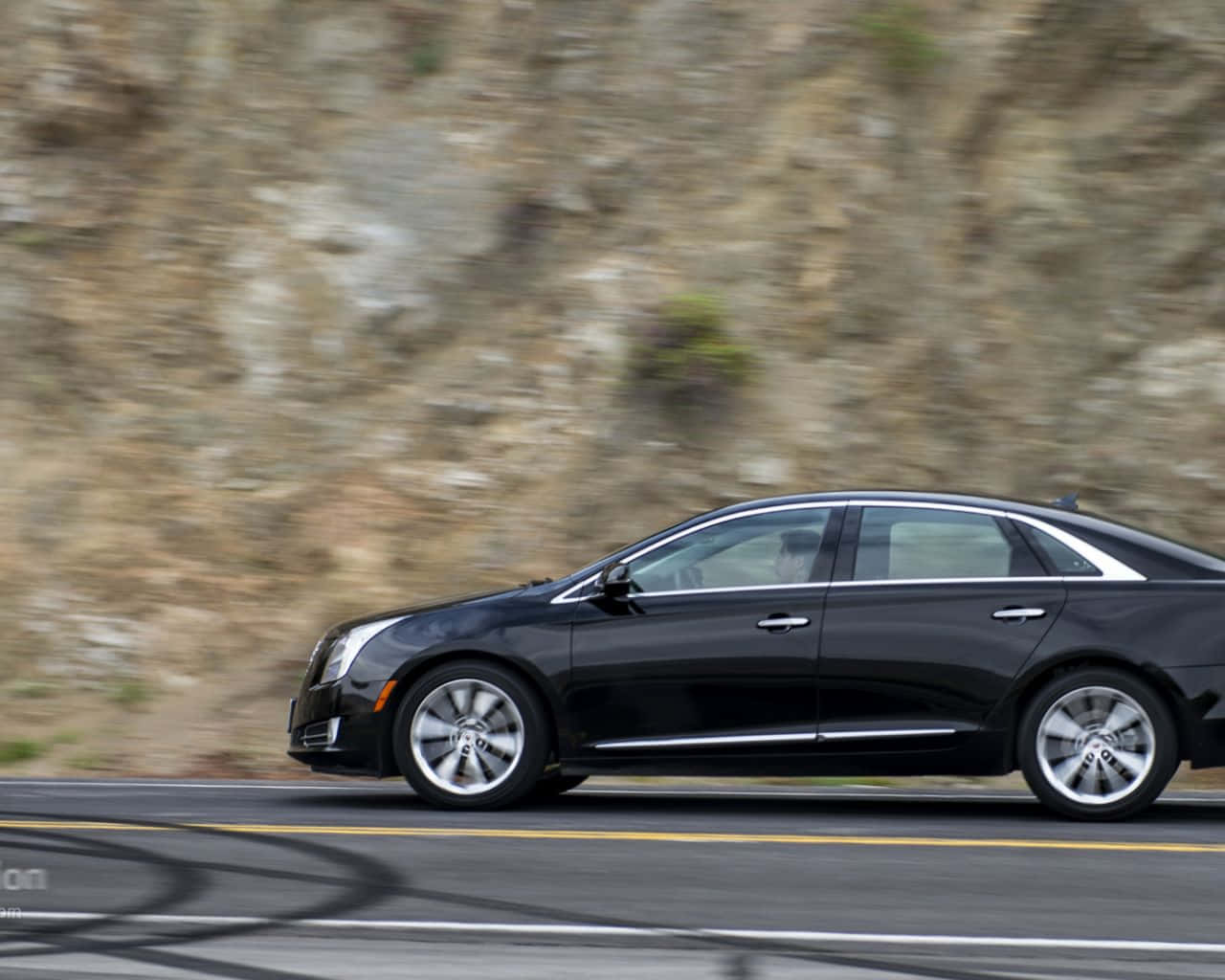 Cadillac XTS, black, urban setting, HD Desktop Wallpaper