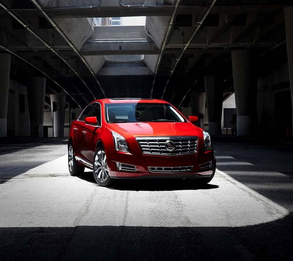 Cadillac XTS, red, sunlight, SD Desktop Wallpaper