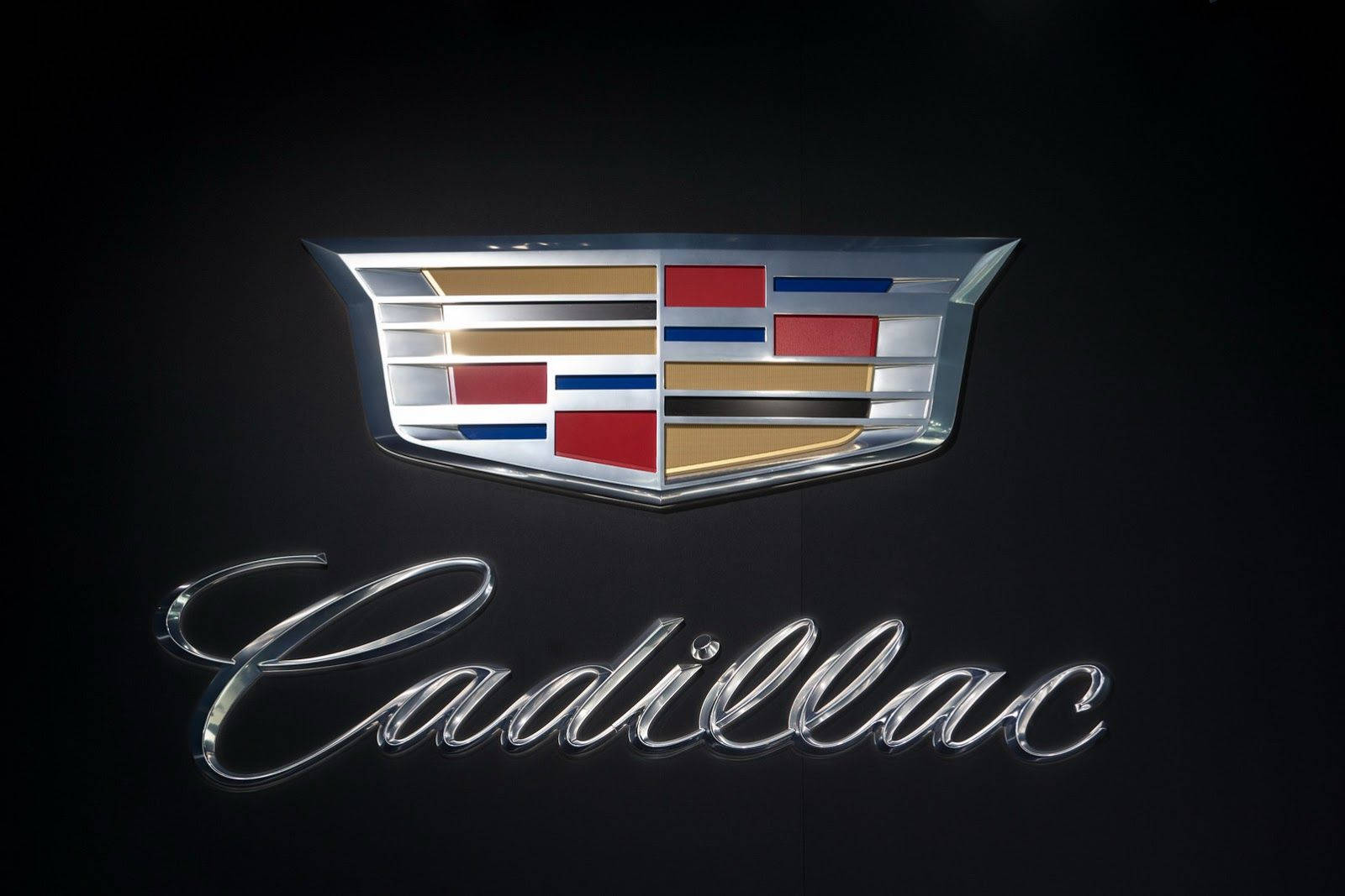 Cadillac, red gold and blue stripes, black background, HD Desktop Wallpaper