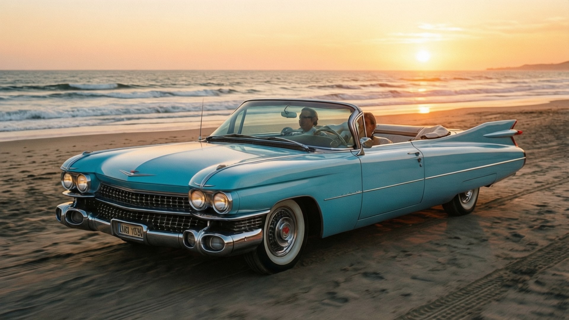1959 Cadillac, convertible, light blue, Full HD Desktop Wallpaper