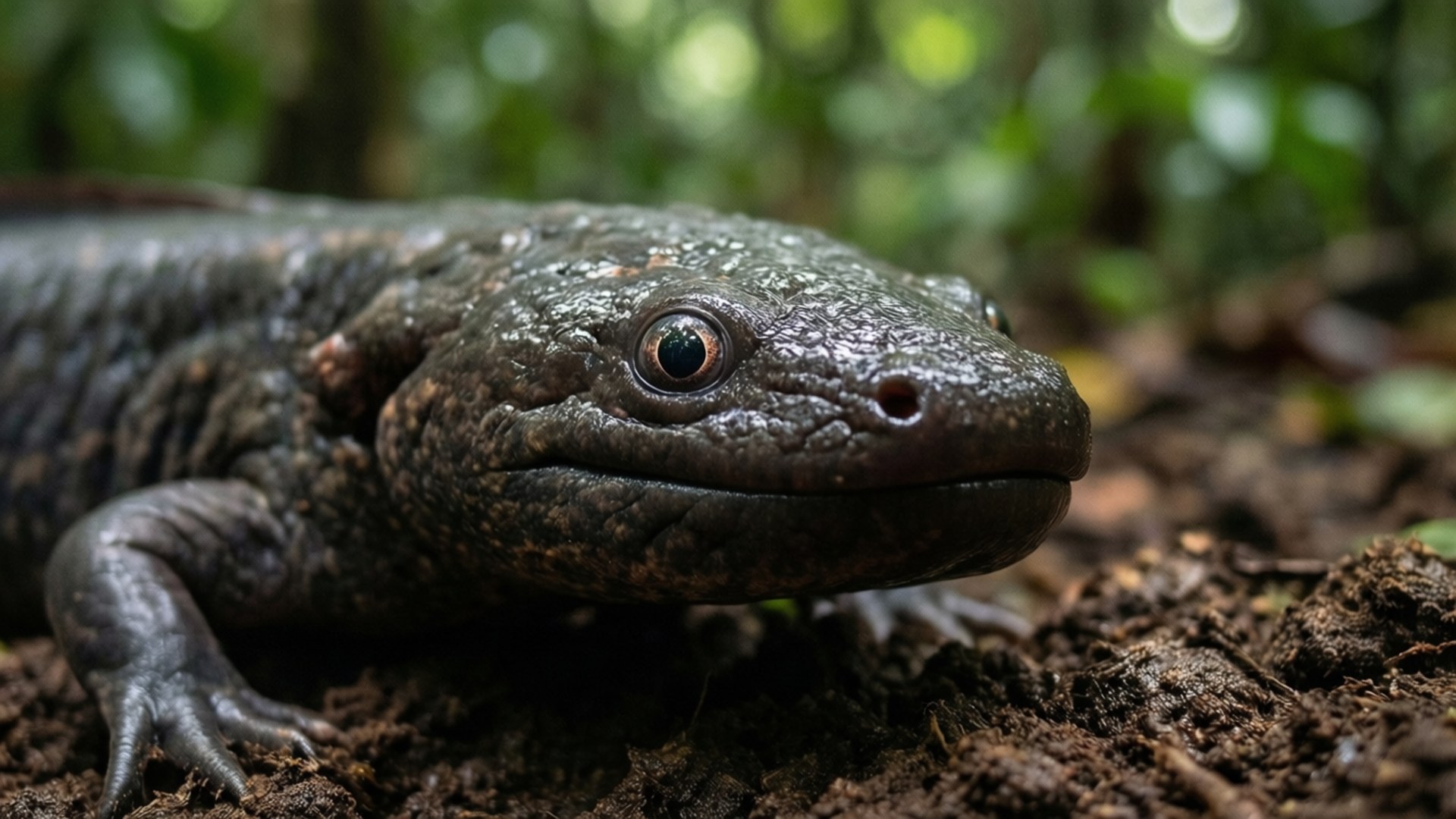 Caecilian, rainforest floor, portrait, Full HD Desktop Wallpaper