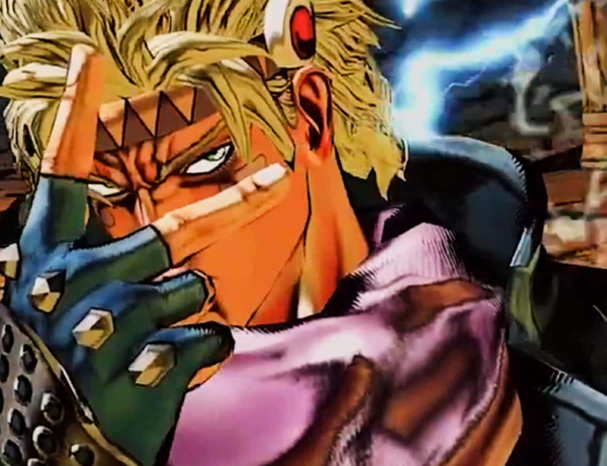 Caesar Anthonio Zeppeli, spiky blonde hair, glowing red eye gear, SD Desktop Wallpaper
