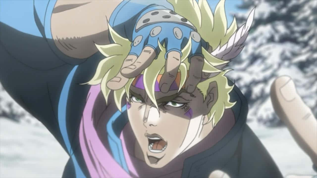 Caesar Anthonio Zeppeli, spiky blonde hair, blue glove, HD Desktop Wallpaper