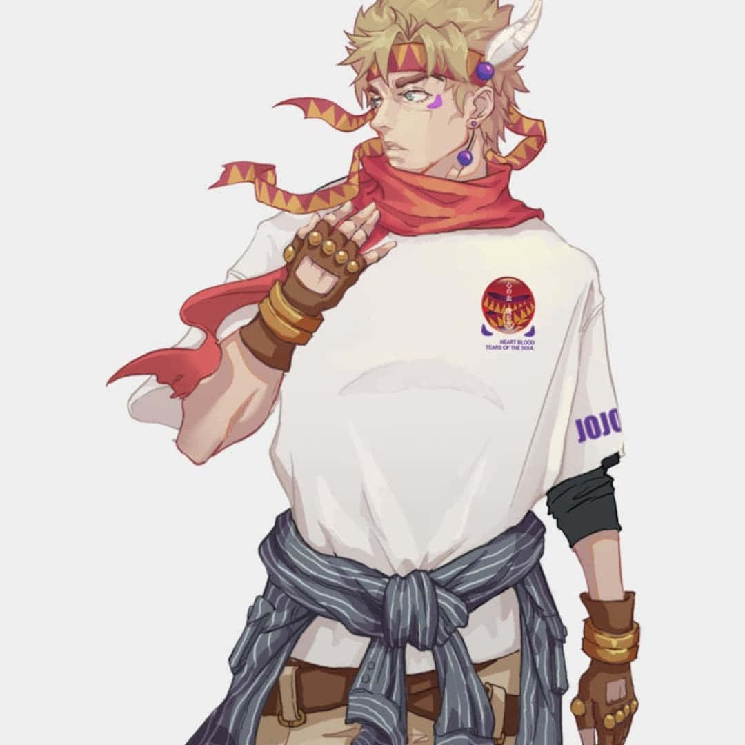 Caesar Anthonio Zeppeli, spiky blonde hair, red scarf, SD Desktop Wallpaper