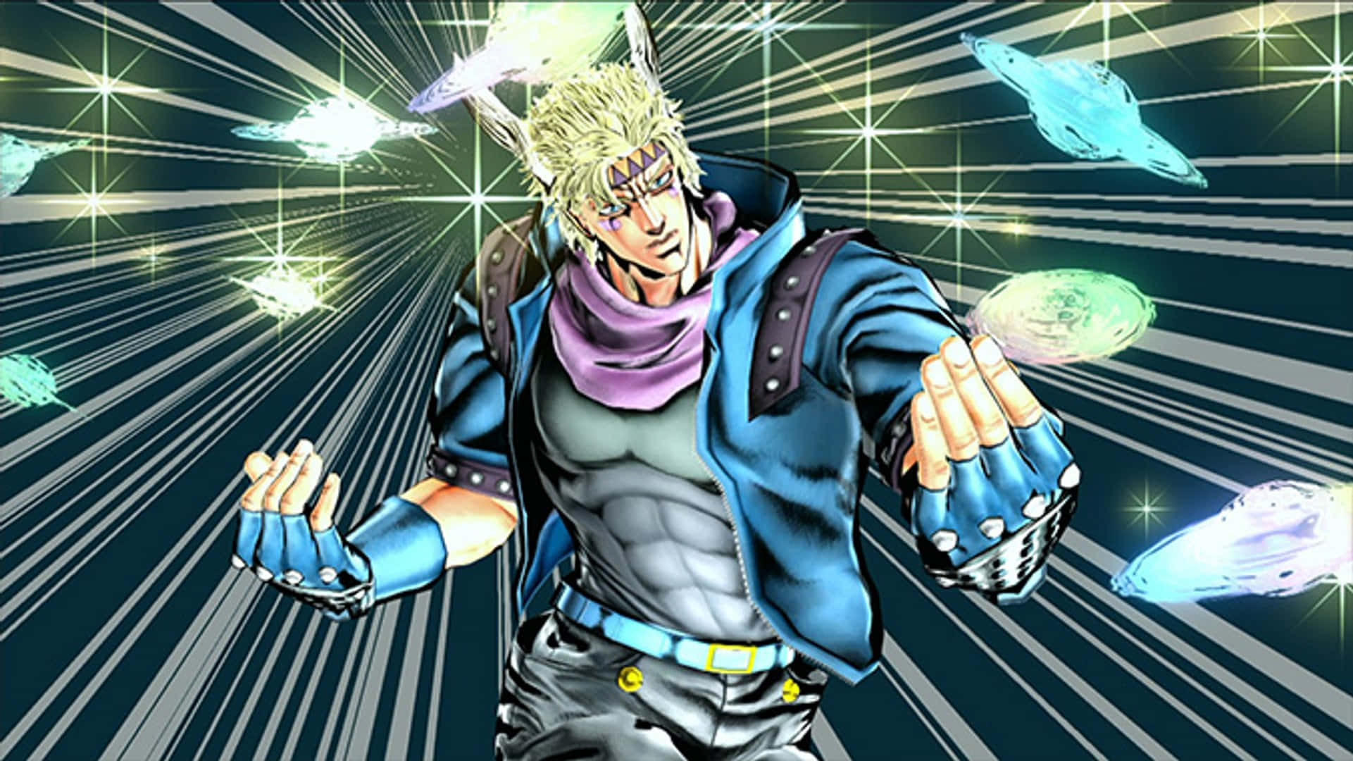 Caesar Anthonio Zeppeli, blonde hair, purple scarf, Full HD Desktop Wallpaper