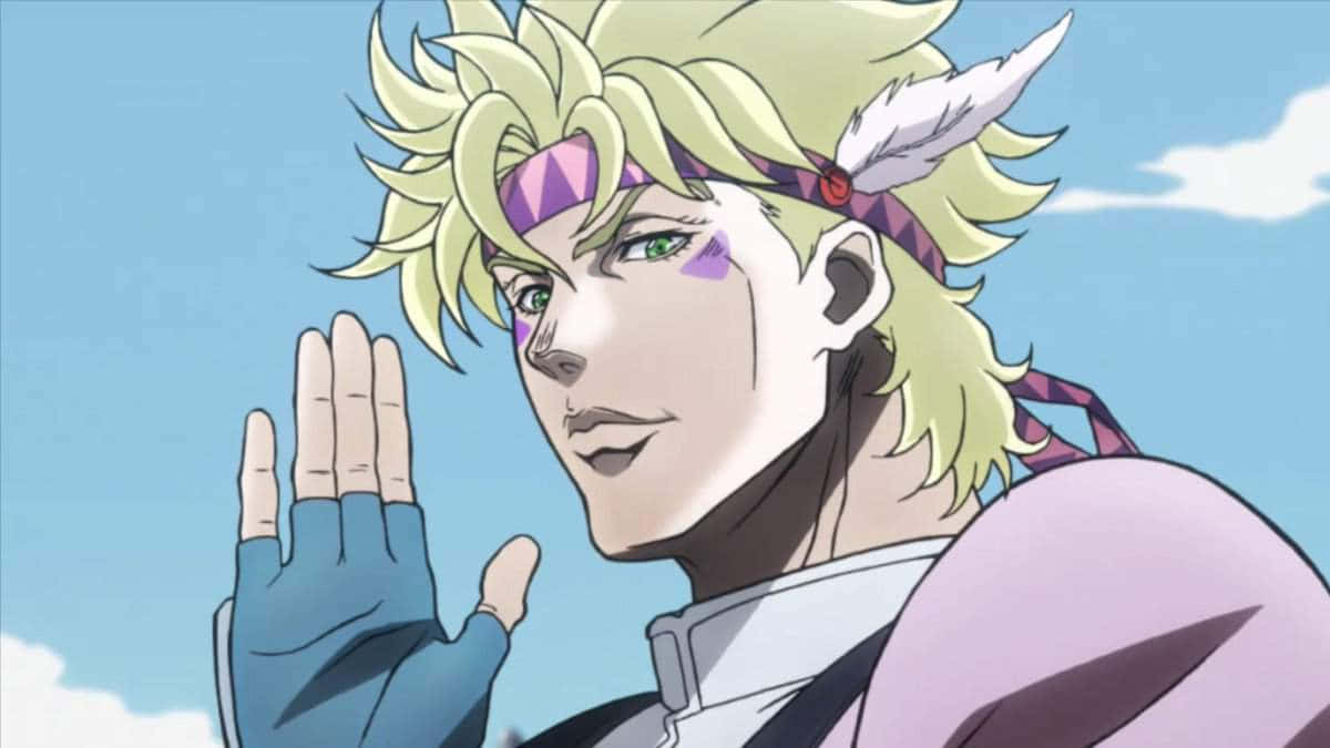 Caesar Anthonio Zeppeli, spiky blonde hair, purple headband, SD Desktop Wallpaper