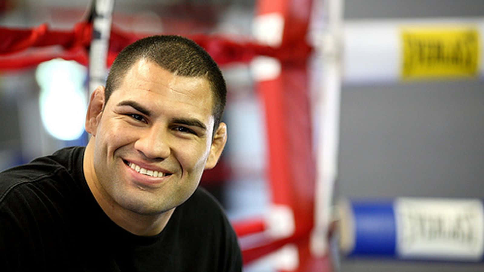 Cain Velasquez, black shirt, red and white boxing ring ropes, HD Desktop Wallpaper