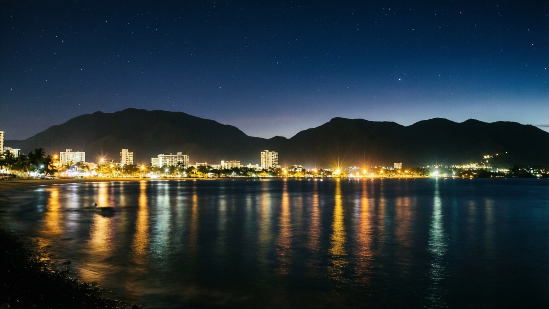 Cairns, Night Lights, nighttime city lights, Full HD Desktop Wallpaper