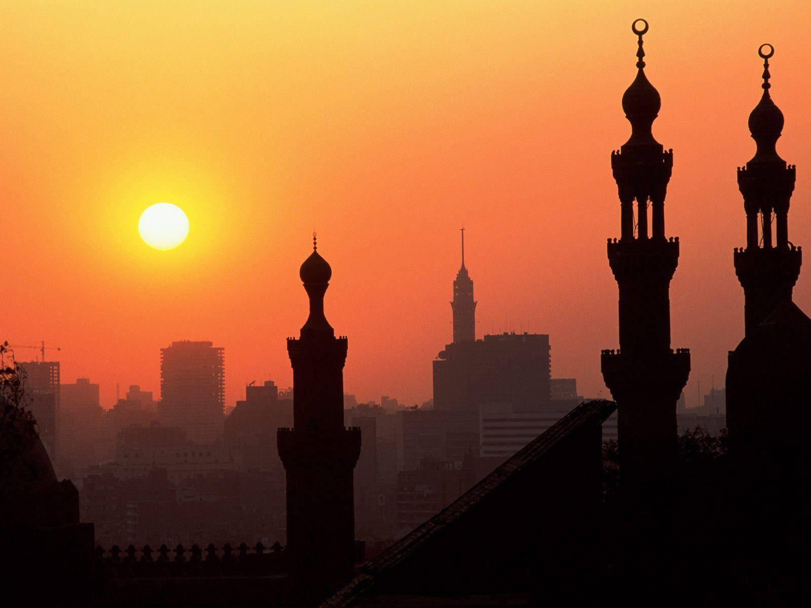 Cairo, silhouette, mosque minarets, HD Desktop Wallpaper