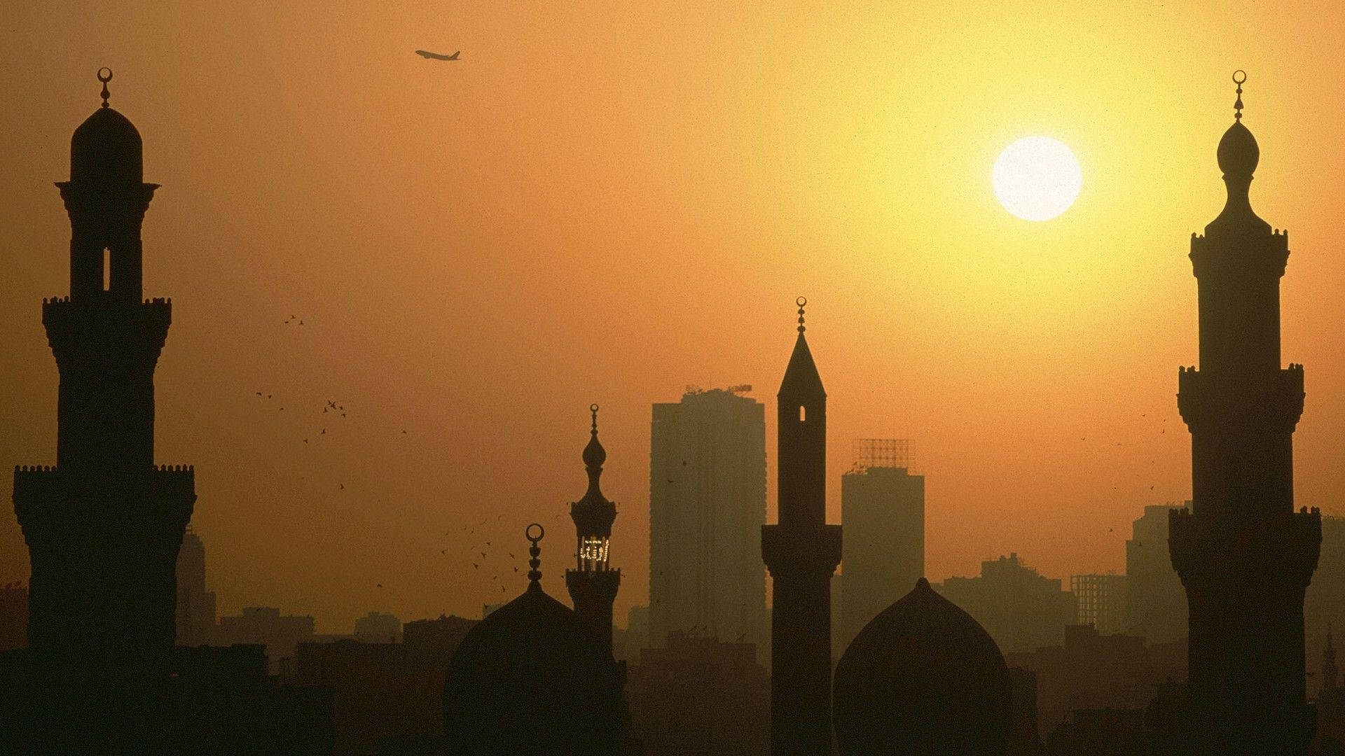Cairo, silhouette, sunset, Full HD Desktop Wallpaper