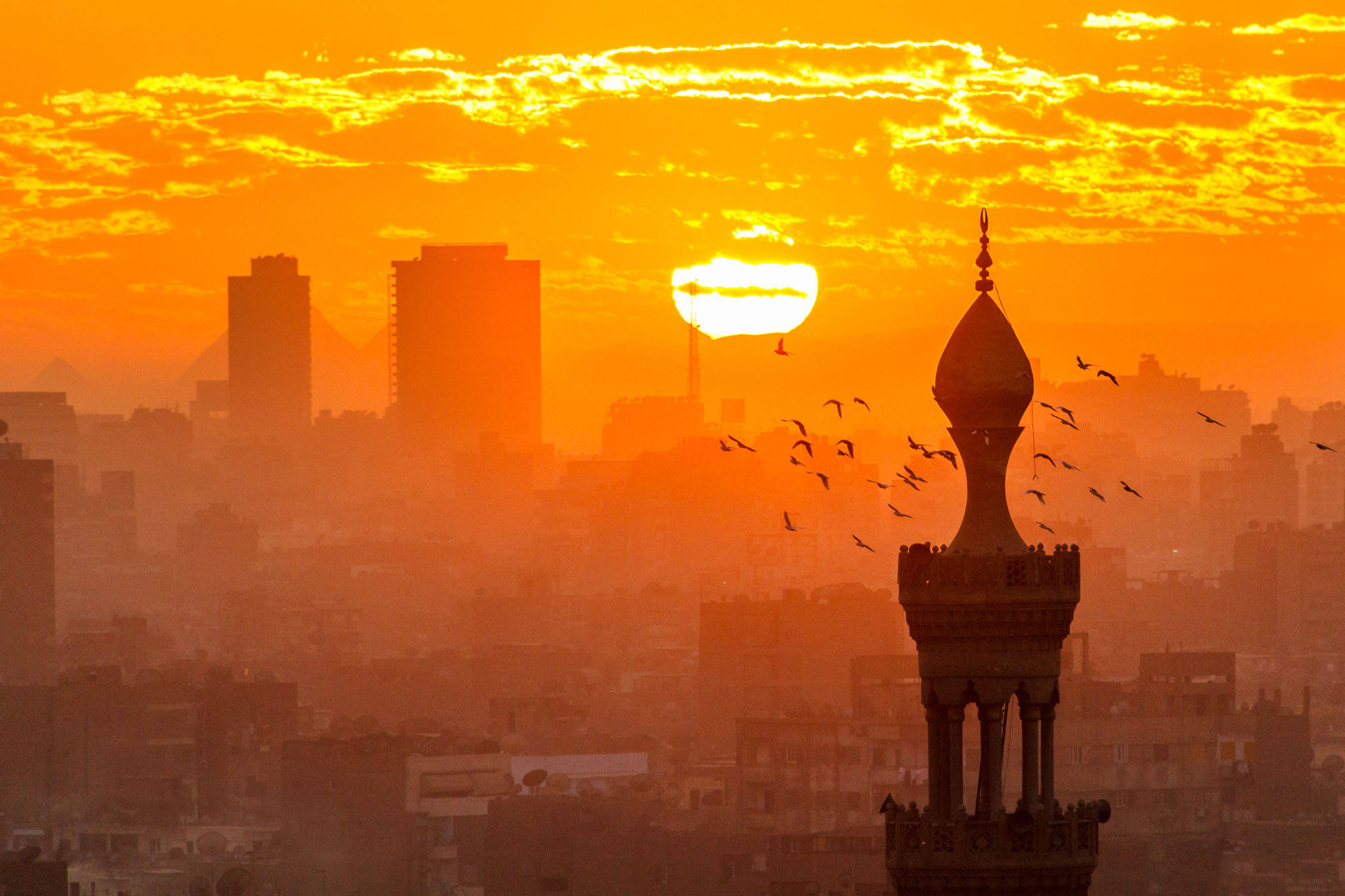 Cairo, golden sunrise, cityscape, Full HD Desktop Wallpaper
