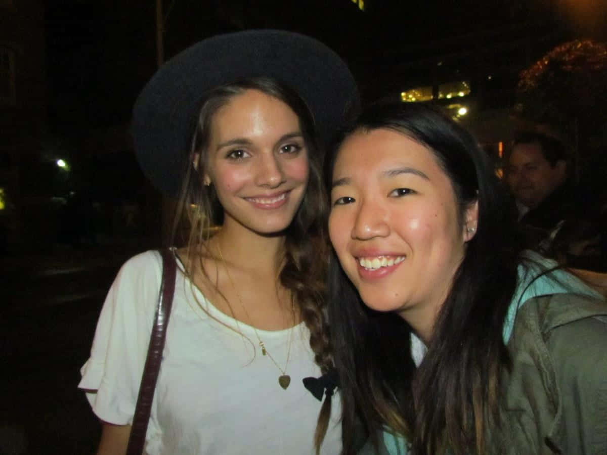 Caitlin Stasey, nighttime, city street, SD Desktop Wallpaper