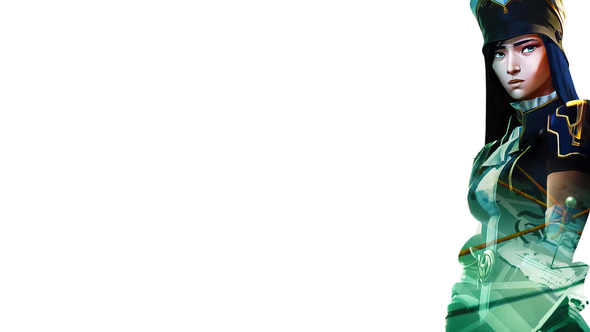 Caitlyn Arcane, futuristic armor, glowing green accents, Full HD Desktop Wallpaper