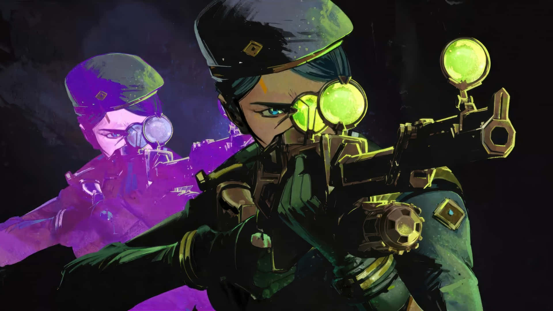 Caitlyn Arcane, sniper focus, green uniform, Full HD Desktop Wallpaper