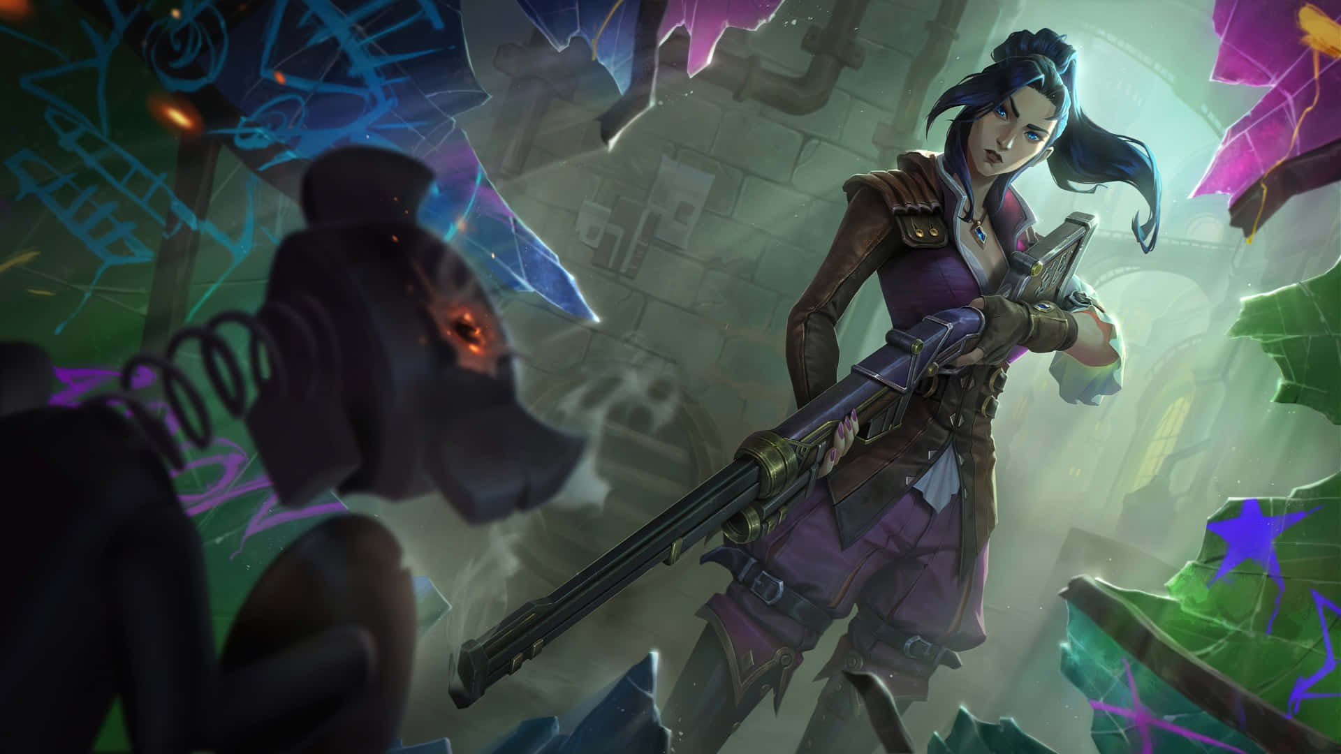 Caitlyn Arcane, sniper, large rifle, Full HD Desktop Wallpaper