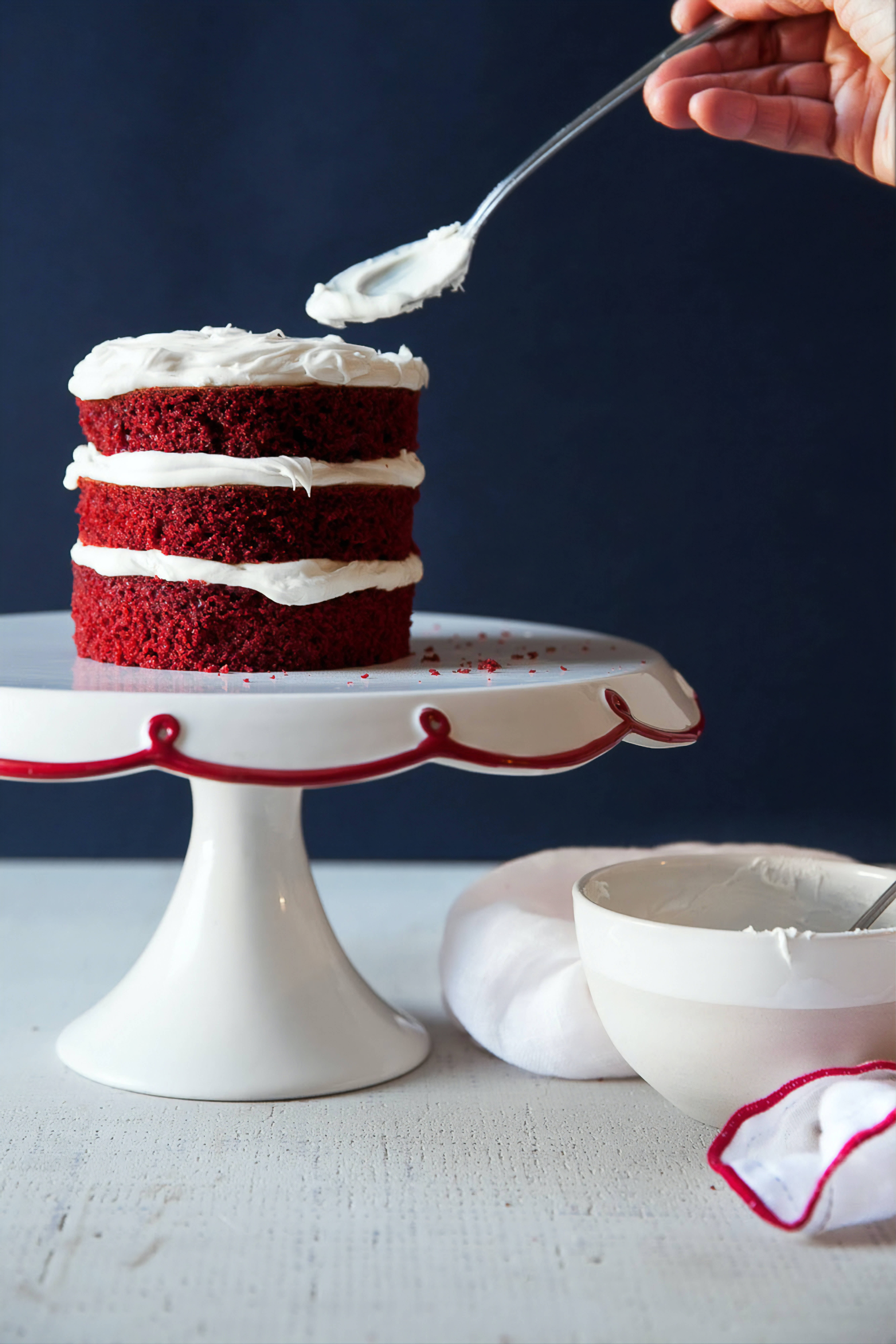 mini red velvet cake, creamy white frosting, rich red velvet cake, 8K Phone Wallpaper