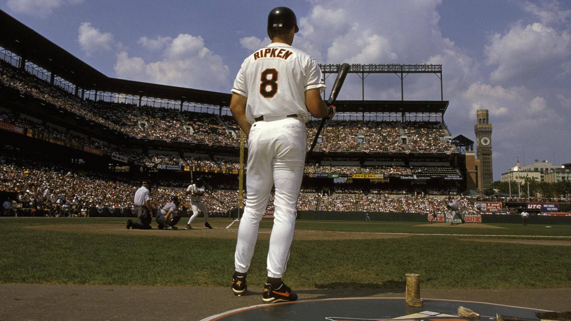 Cal Ripken Jr, number 8, home plate, Full HD Desktop Wallpaper