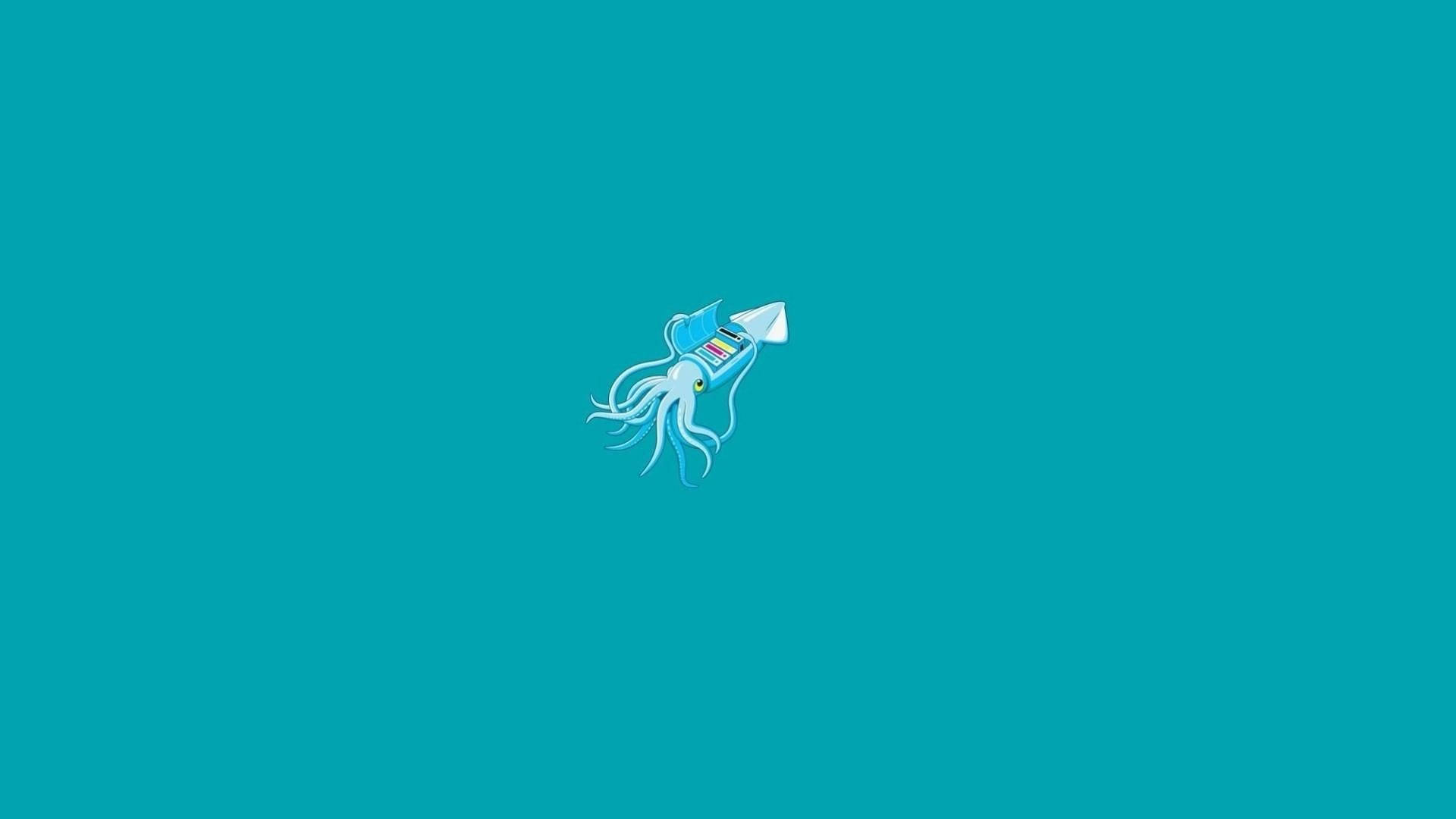 Calamari, blue squid, striped ink sac, Full HD Desktop Wallpaper