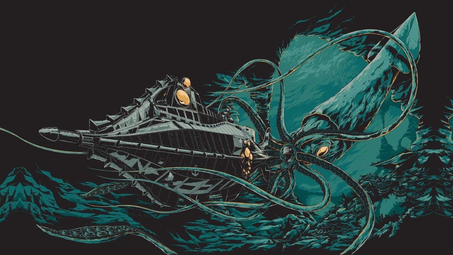 Calamari, 20,000 Leagues Under the Seas, colossal squid, Full HD Desktop Wallpaper