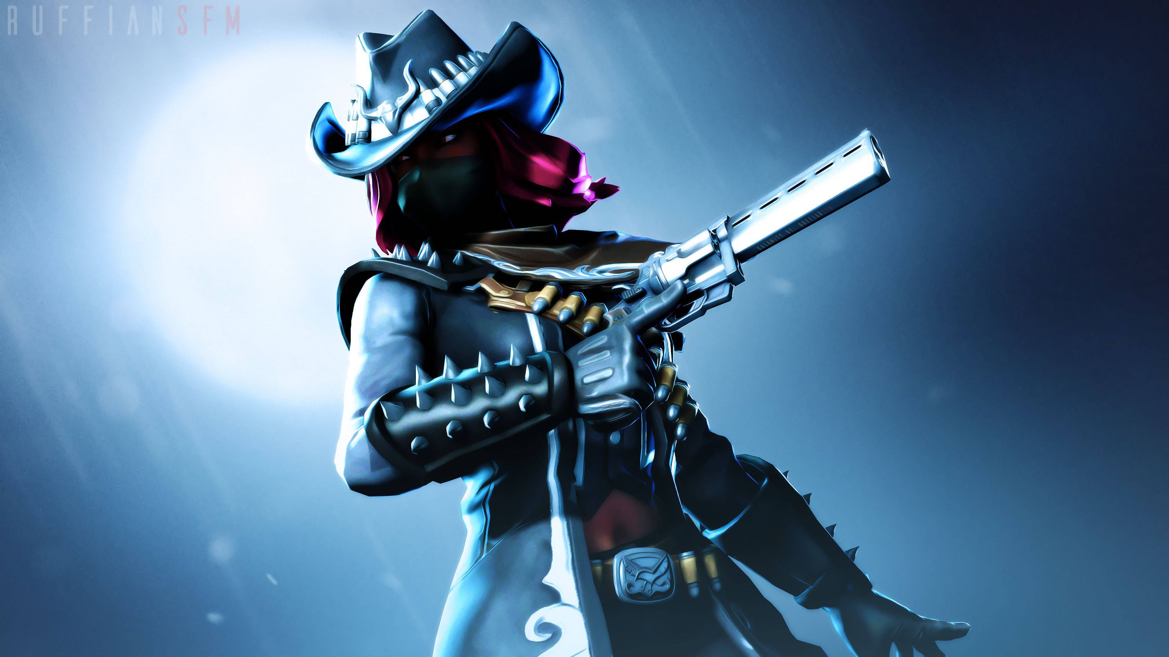 Calamity Fortnite, silhouette, moon, 4K Desktop Wallpaper