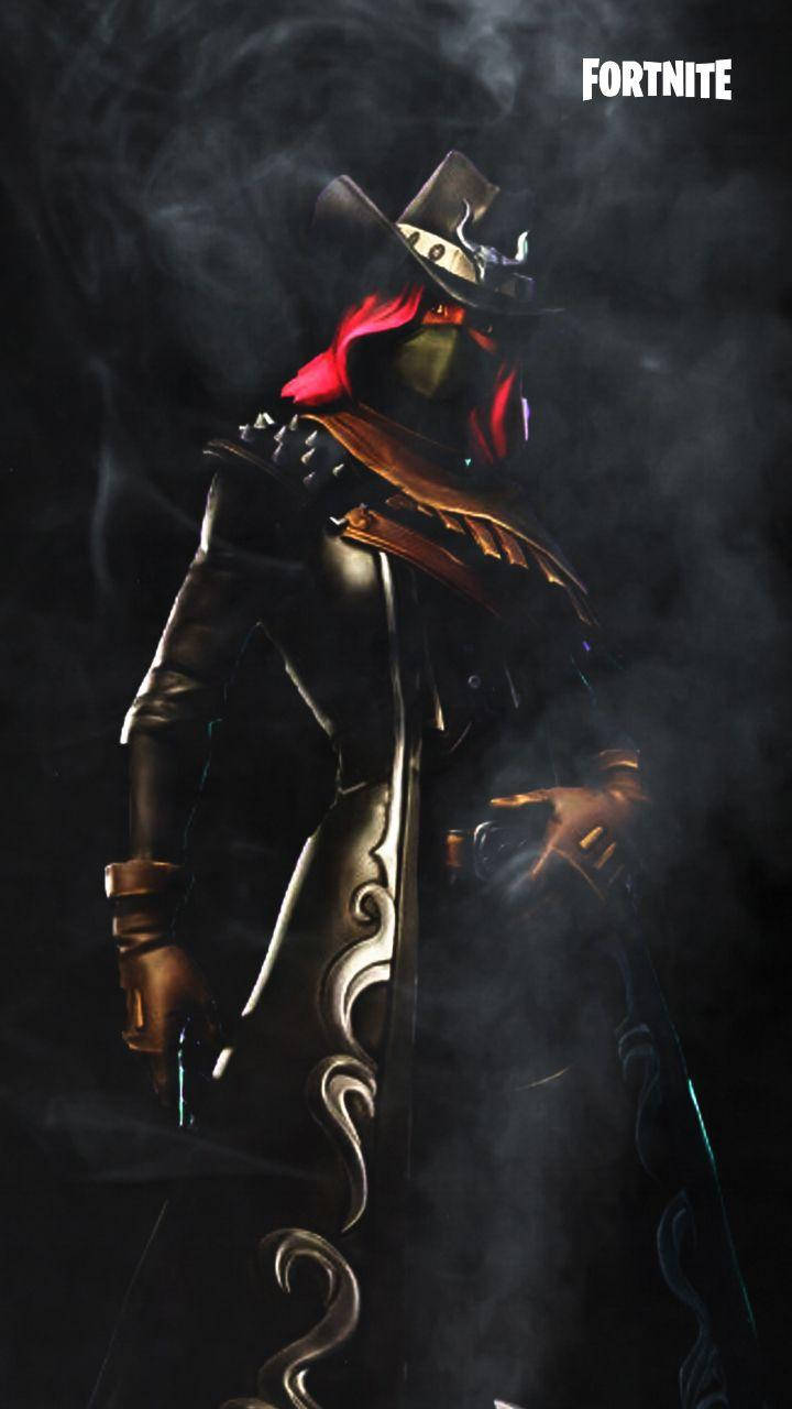 Calamity Fortnite, smoky red head, ornate black armor, HD Phone Wallpaper