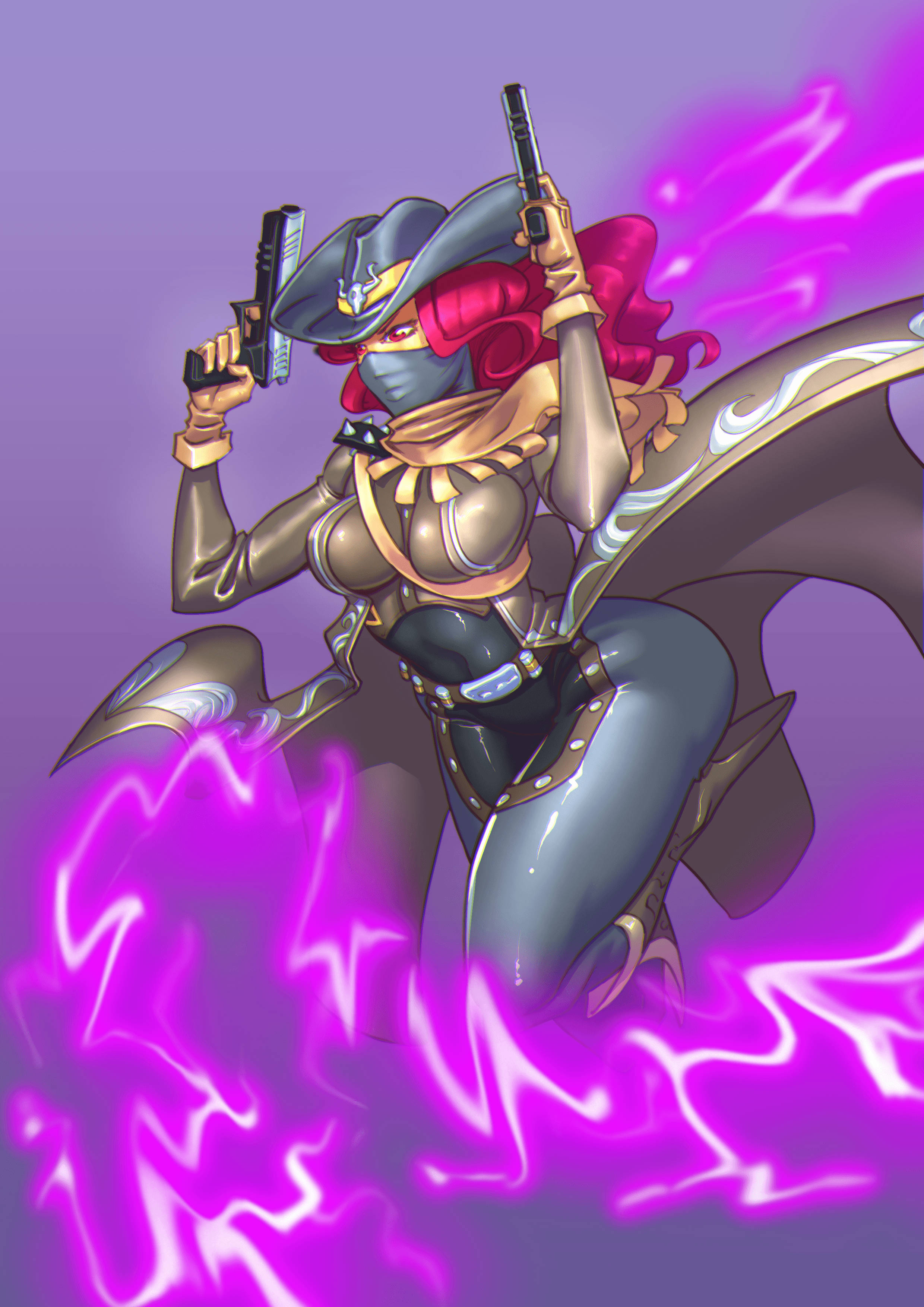 Calamity Fortnite, anime-style, female gunslinger, 2K Phone Wallpaper