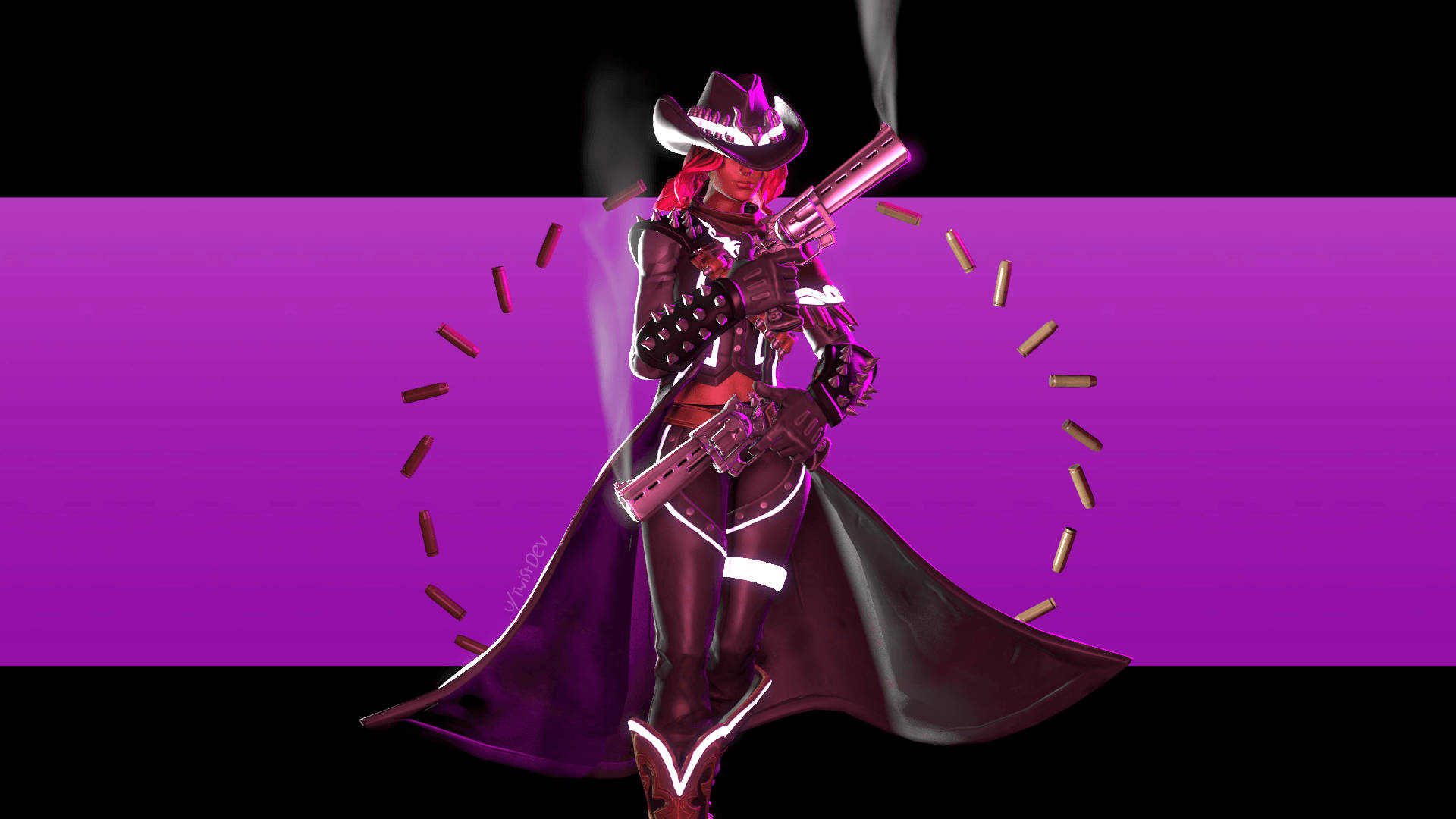 Calamity Fortnite, big guns, pink-haired anime warrior, Full HD Desktop Wallpaper