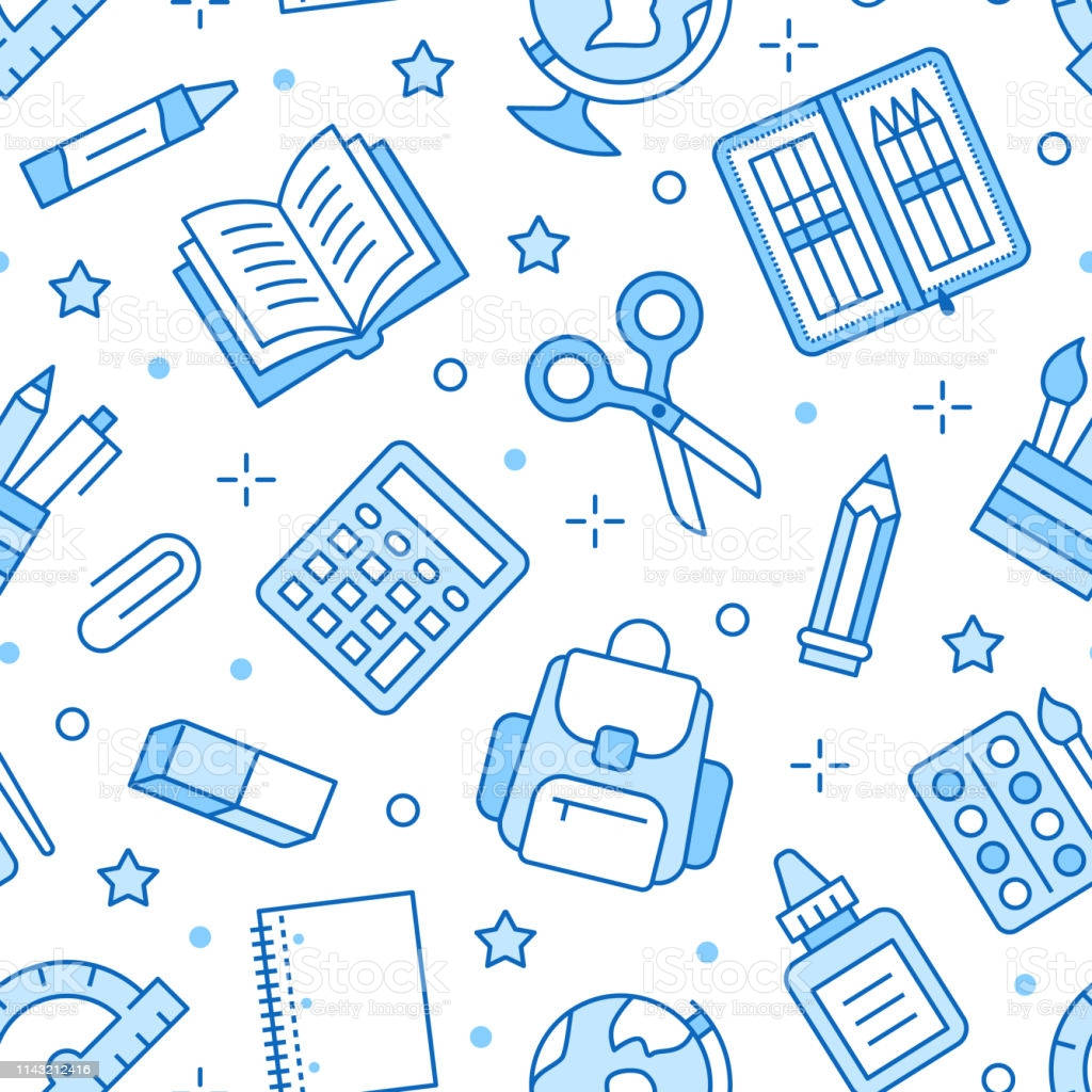 classic desktop calculator, blue line-art, school supplies, SD Desktop Wallpaper
