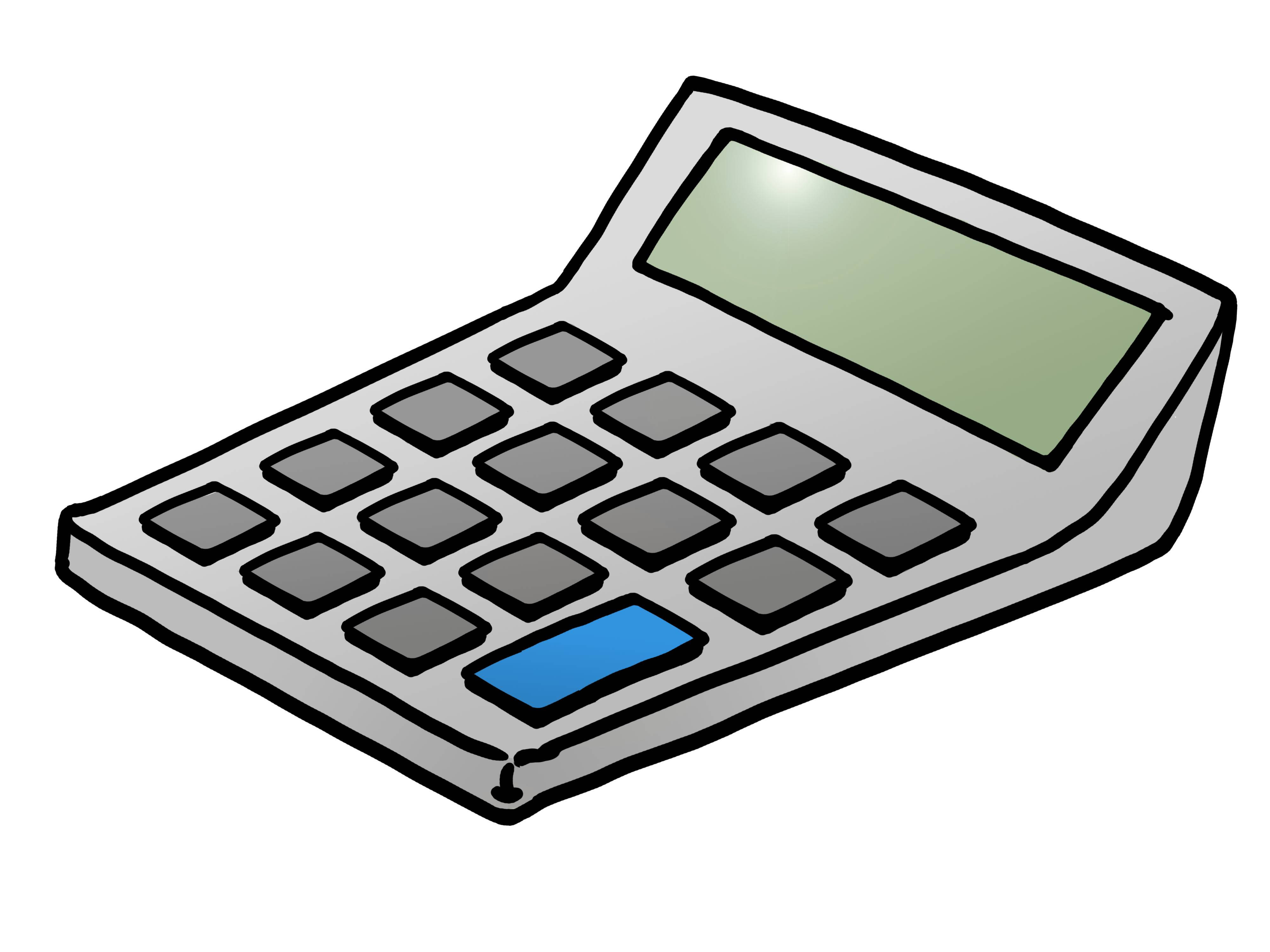cartoon-style calculator, gray buttons, blue enter key, 4K Desktop Wallpaper