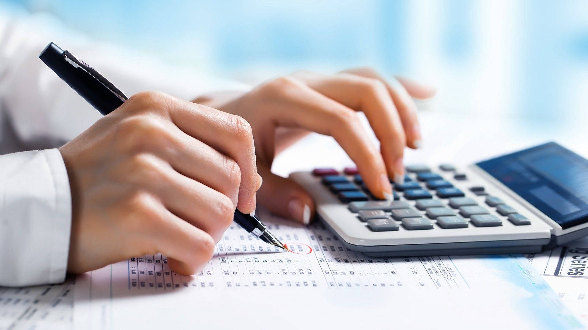 calculator, hands, pen, Full HD Desktop Wallpaper