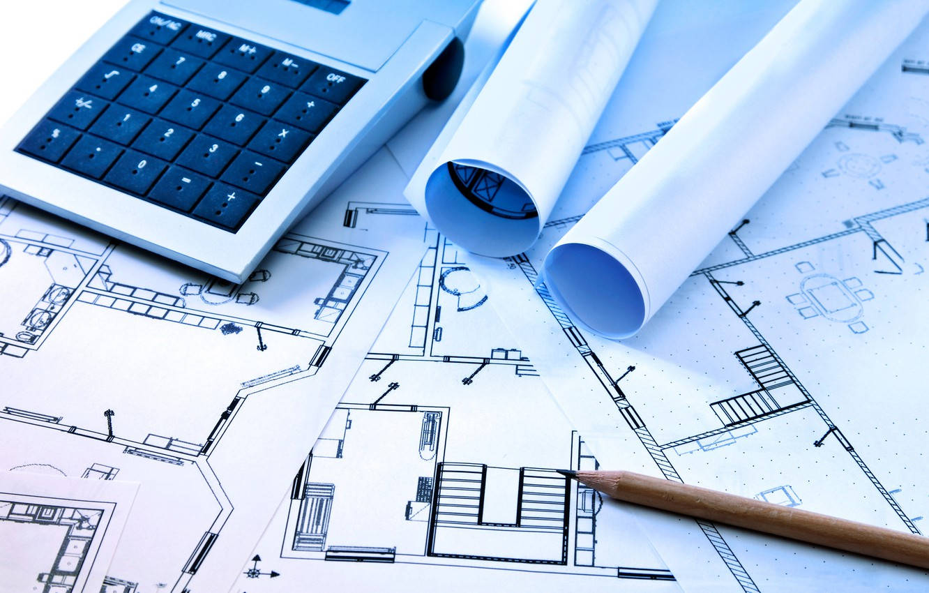 blueprints, calculator, architectural plans, HD Desktop Wallpaper