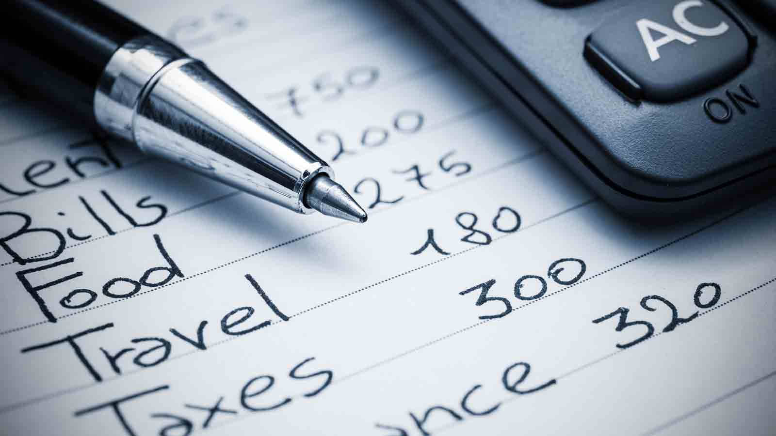 silver pen, handwritten budget categories, calculator, HD Desktop Wallpaper