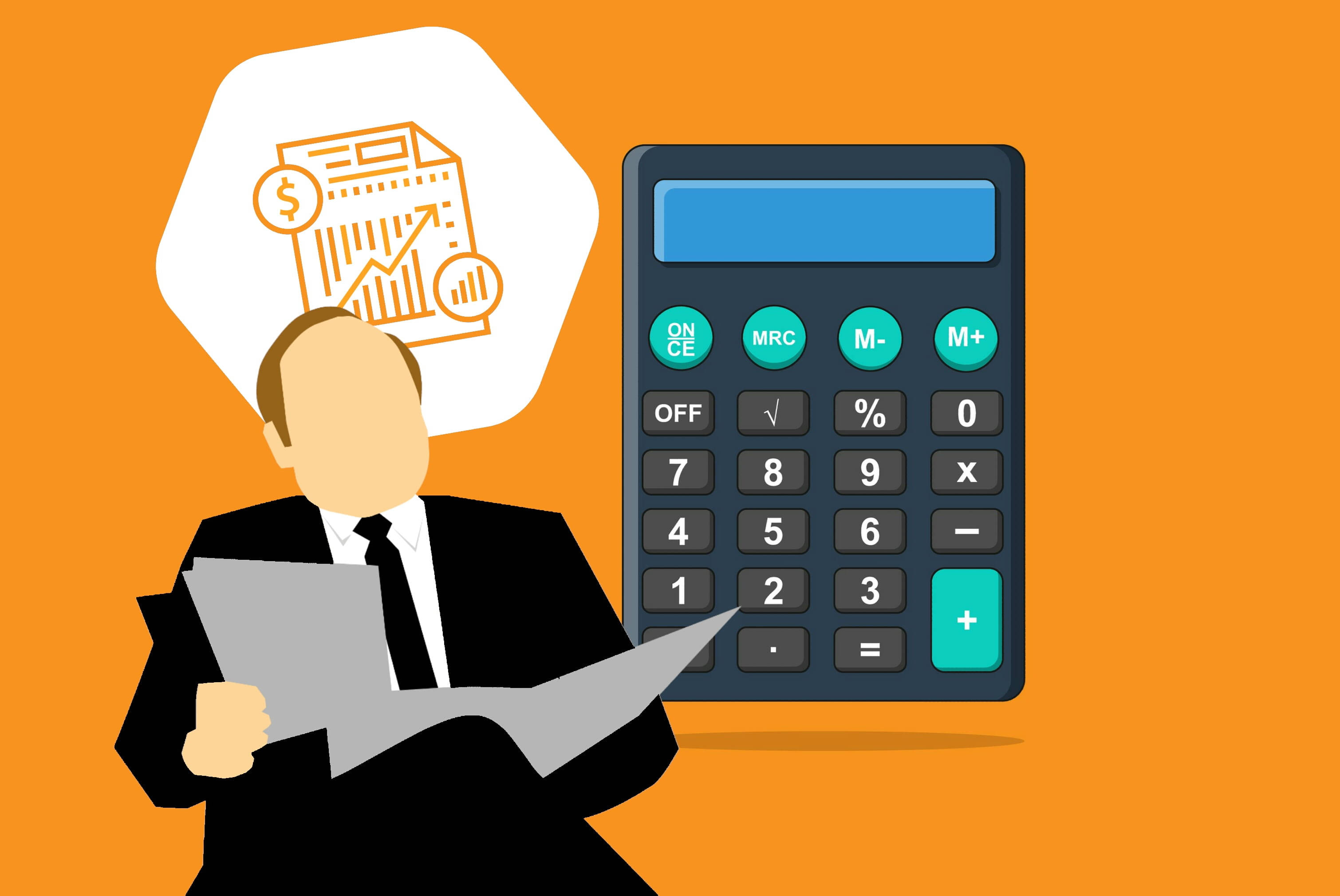 businessman, suit, large calculator, 2K Desktop Wallpaper