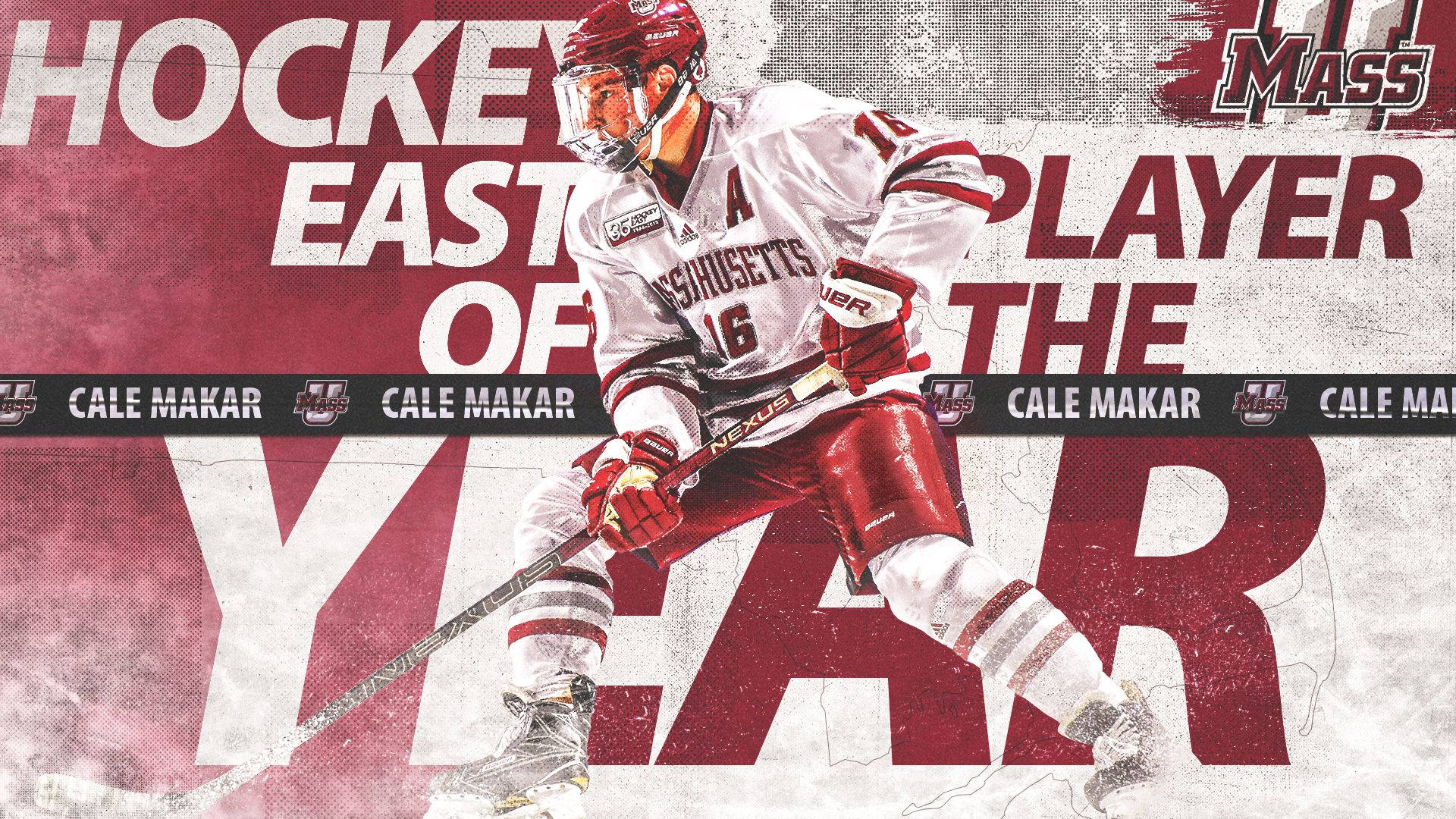 Cale Makar, Hockey East Player of the Year, white and red gear, Full HD Desktop Wallpaper