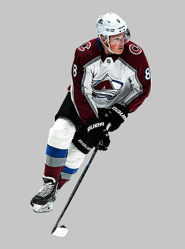 Cale Makar, maroon and silver uniform, stick, SD Phone Wallpaper