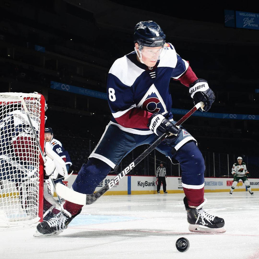 Cale Makar, dark blue uniform, blue red and white uniform, SD Desktop Wallpaper