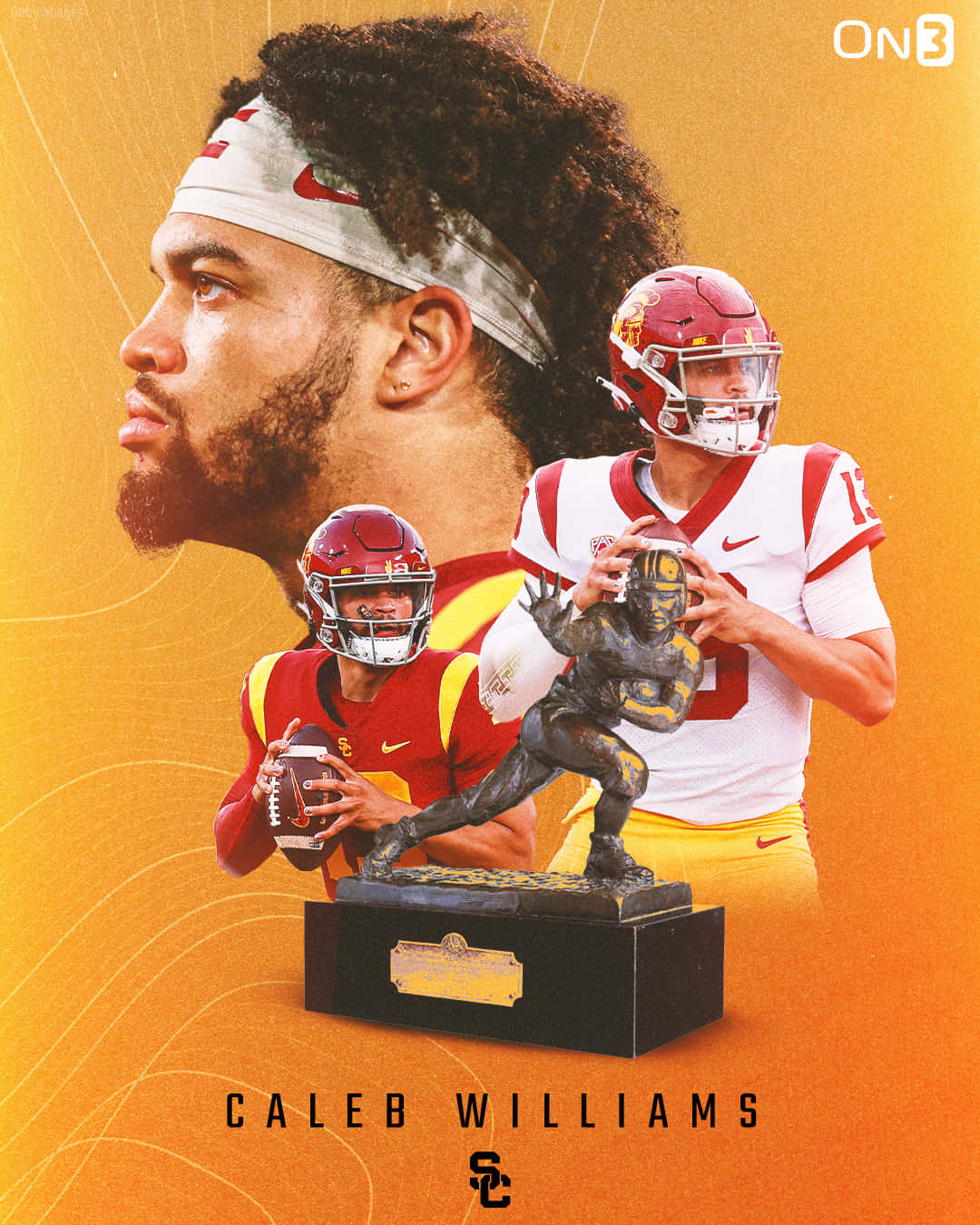Caleb Williams, football athlete, trophy, HD Phone Wallpaper