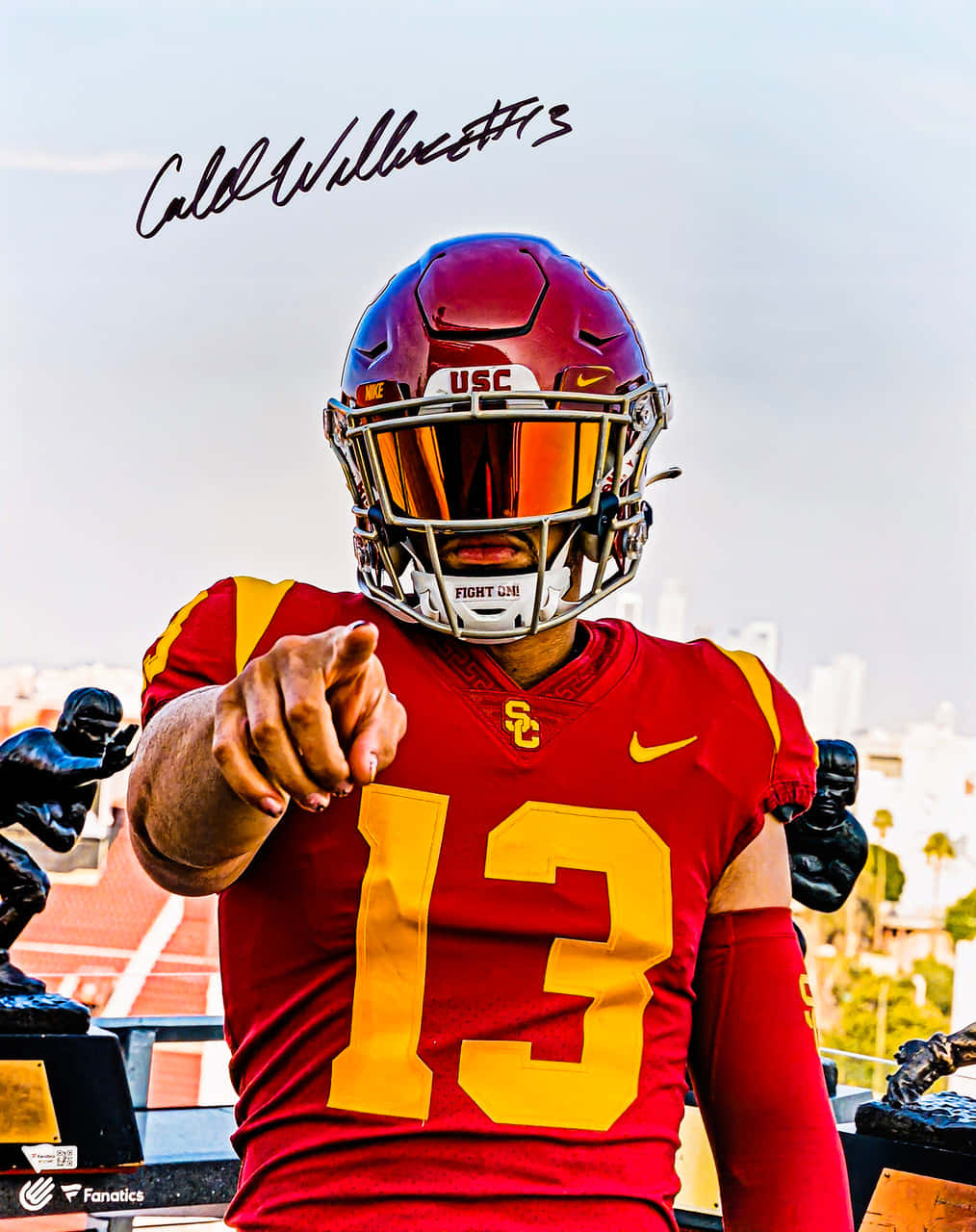 Caleb Williams, USC football quarterback, red and gold uniform, HD Phone Wallpaper