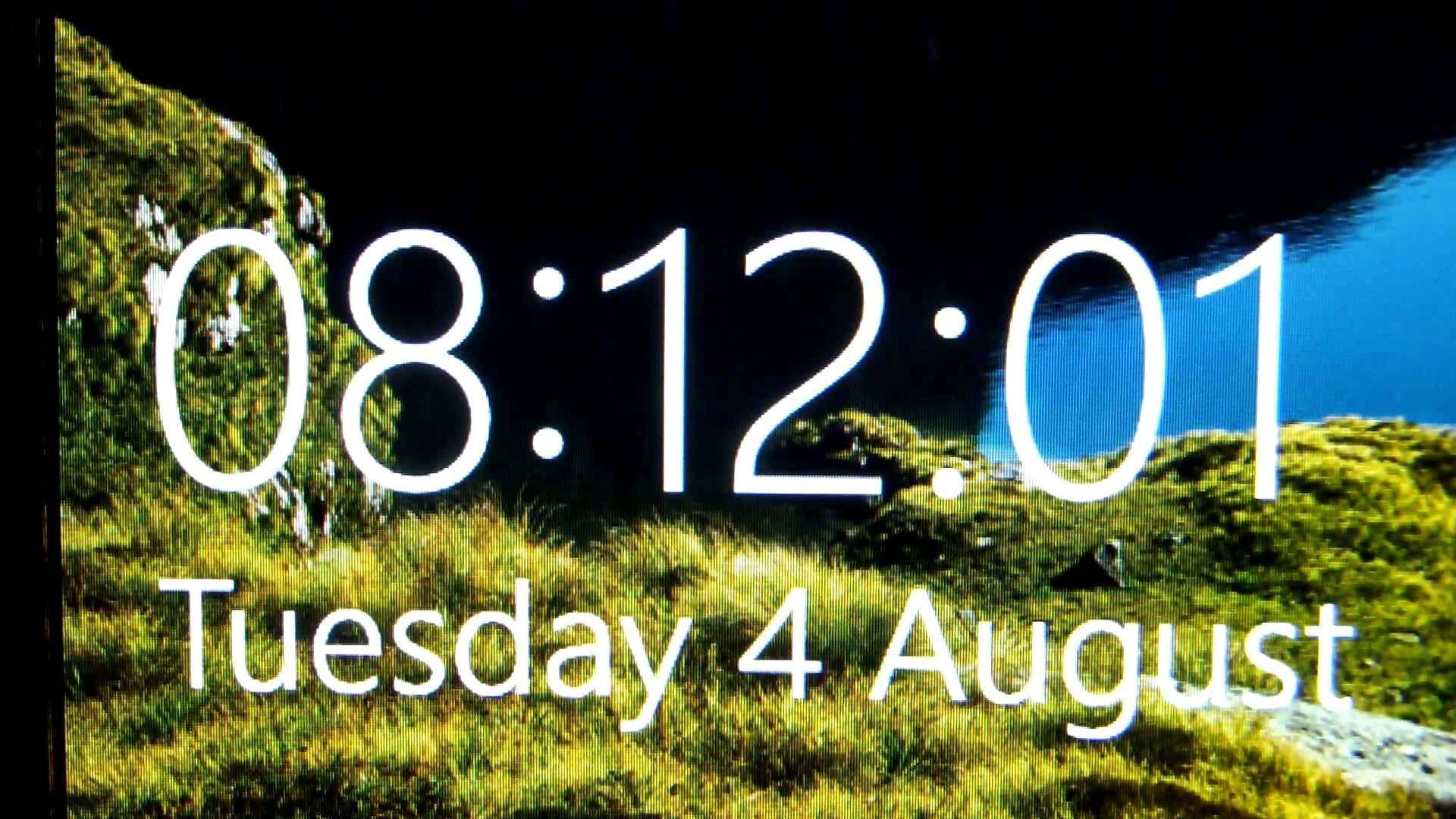 Windows Lock Screen, clock, calendar, Full HD Desktop Wallpaper