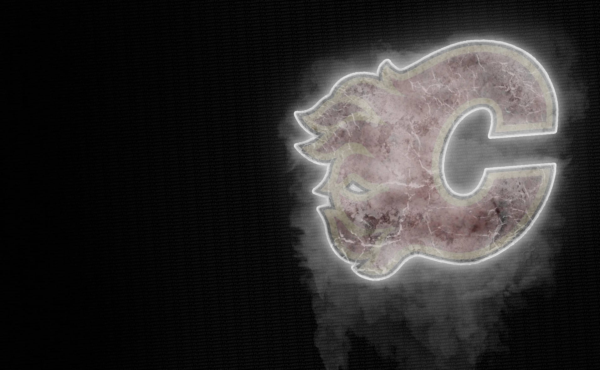 Calgary Flames, glowing cracked 'C' logo, wolf head design, HD Desktop Wallpaper