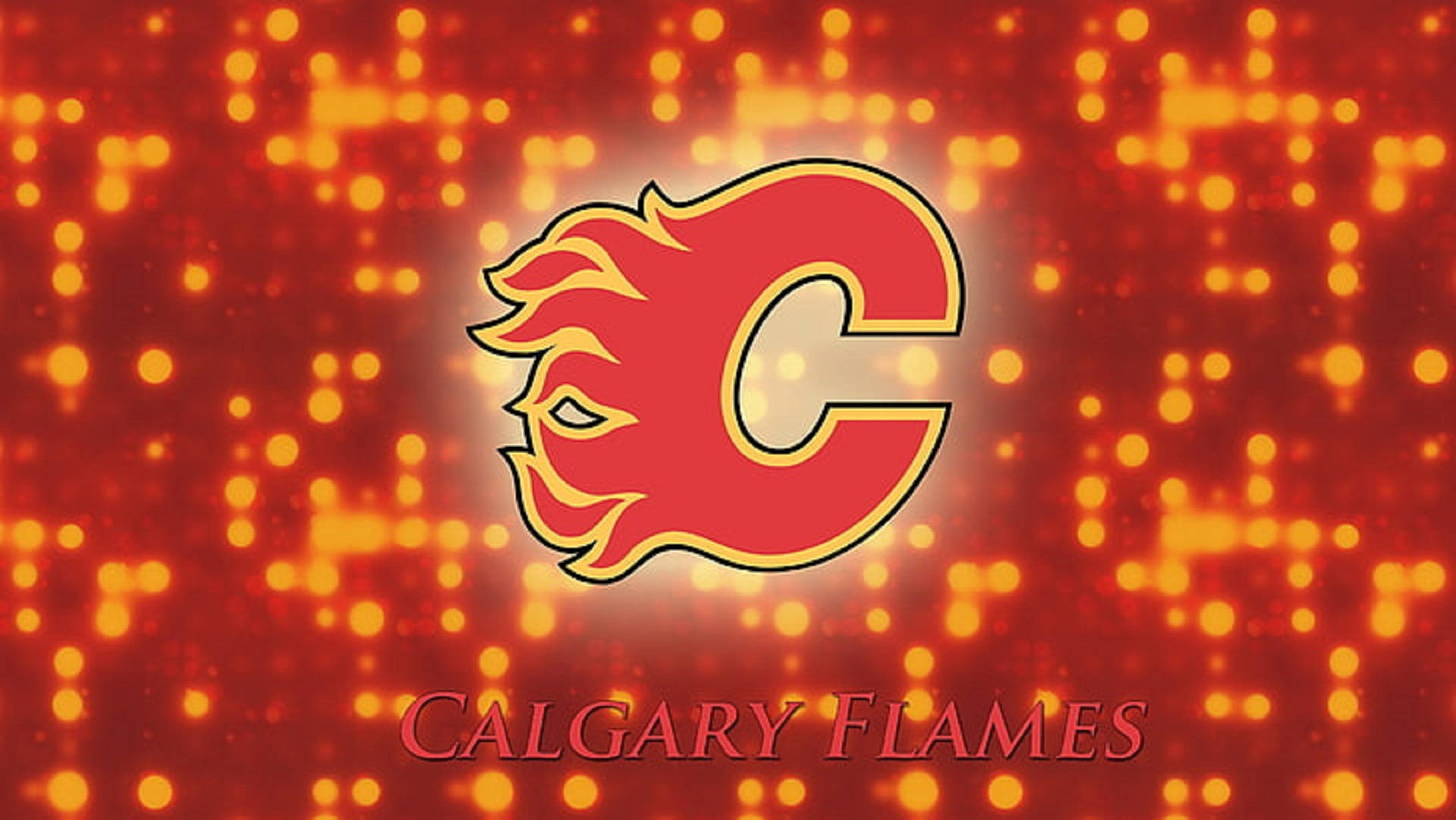 Calgary Flames, fiery red, sparkling orange and red bokeh, Full HD Desktop Wallpaper