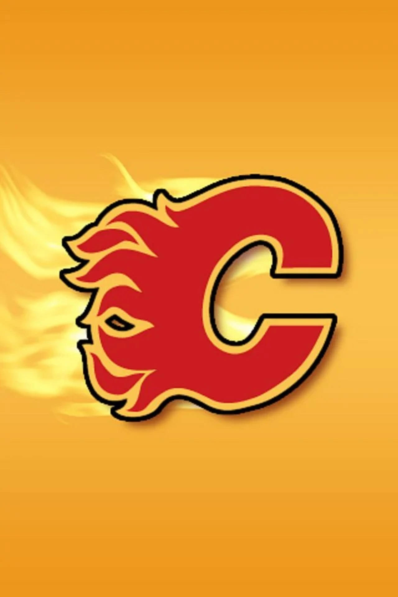 Calgary Flames, red, yellow-orange gradient, Full HD Phone Wallpaper