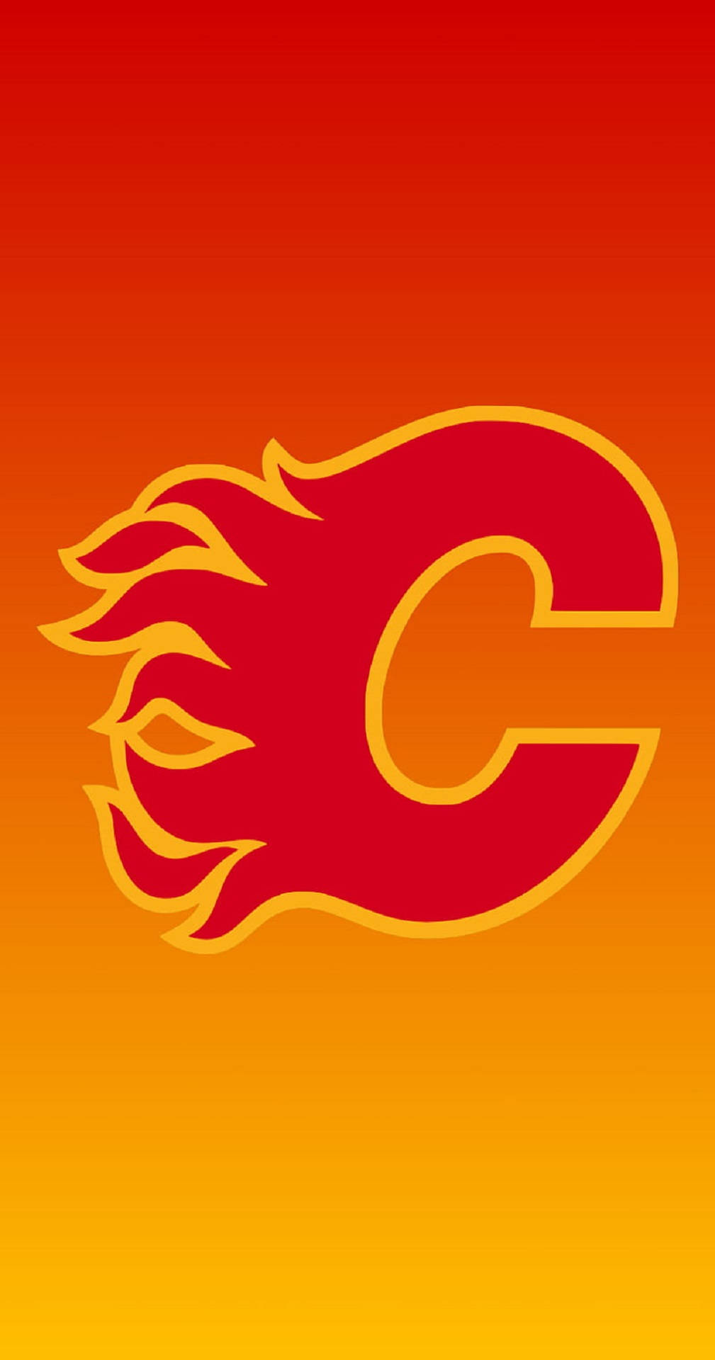 Calgary Flames, yellow theme logo, fiery red and yellow gradient background, Full HD Phone Wallpaper