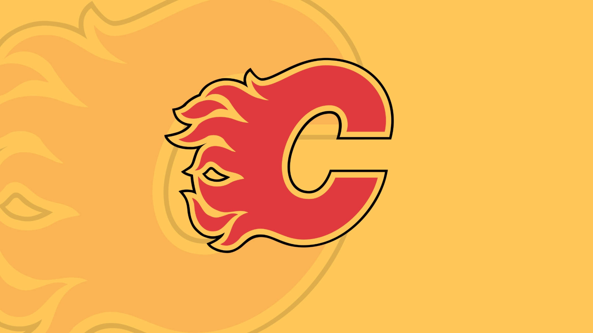 Calgary Flames, red logo, yellow accents, Full HD Desktop Wallpaper