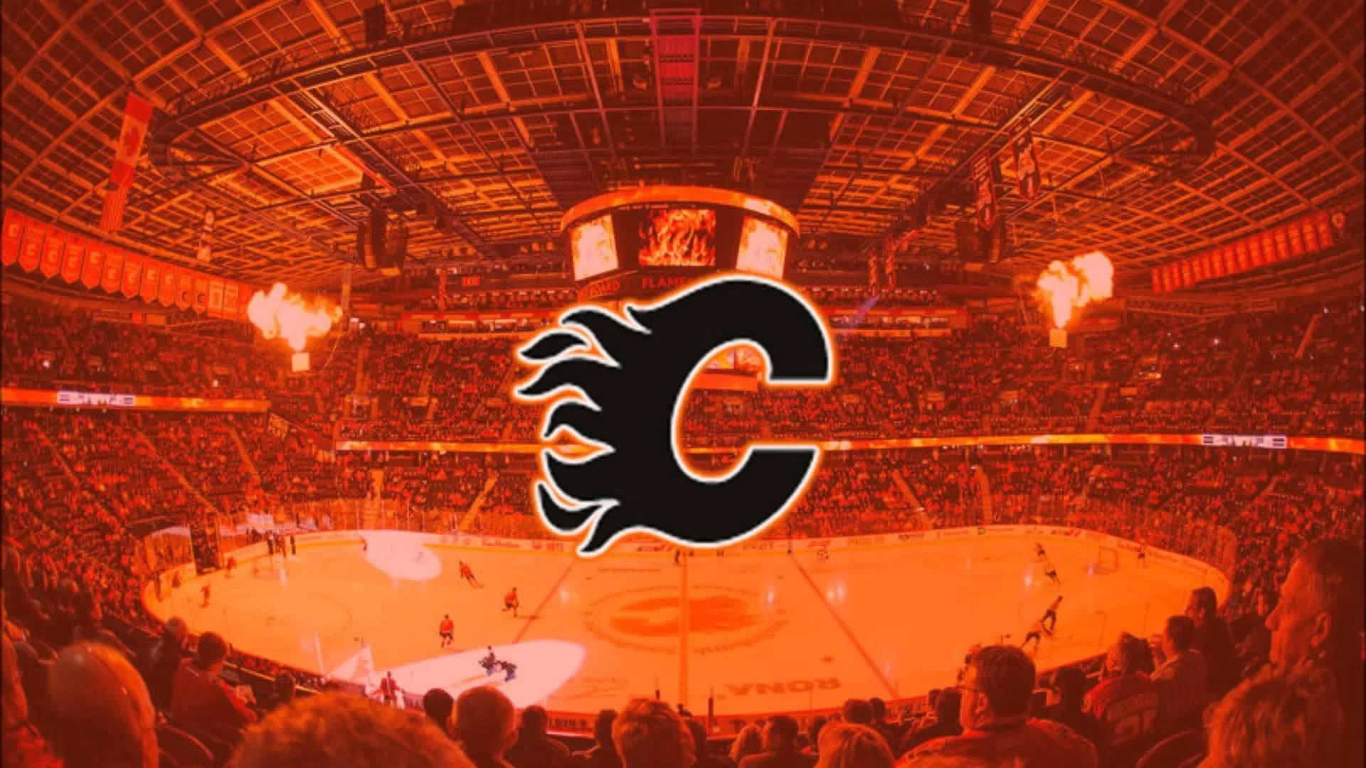Calgary Flames, black, fiery orange, Full HD Desktop Wallpaper