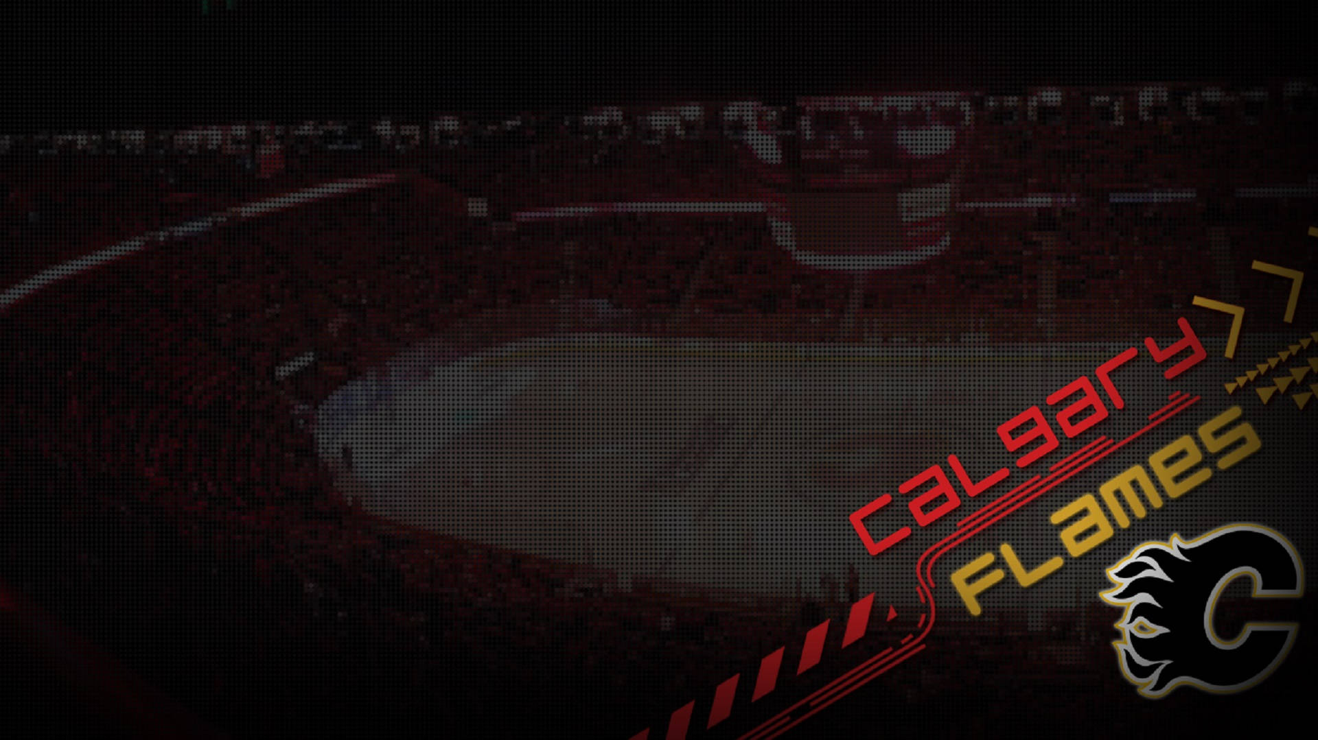 Calgary Flames, dark theme, pixelated overhead view, Full HD Desktop Wallpaper
