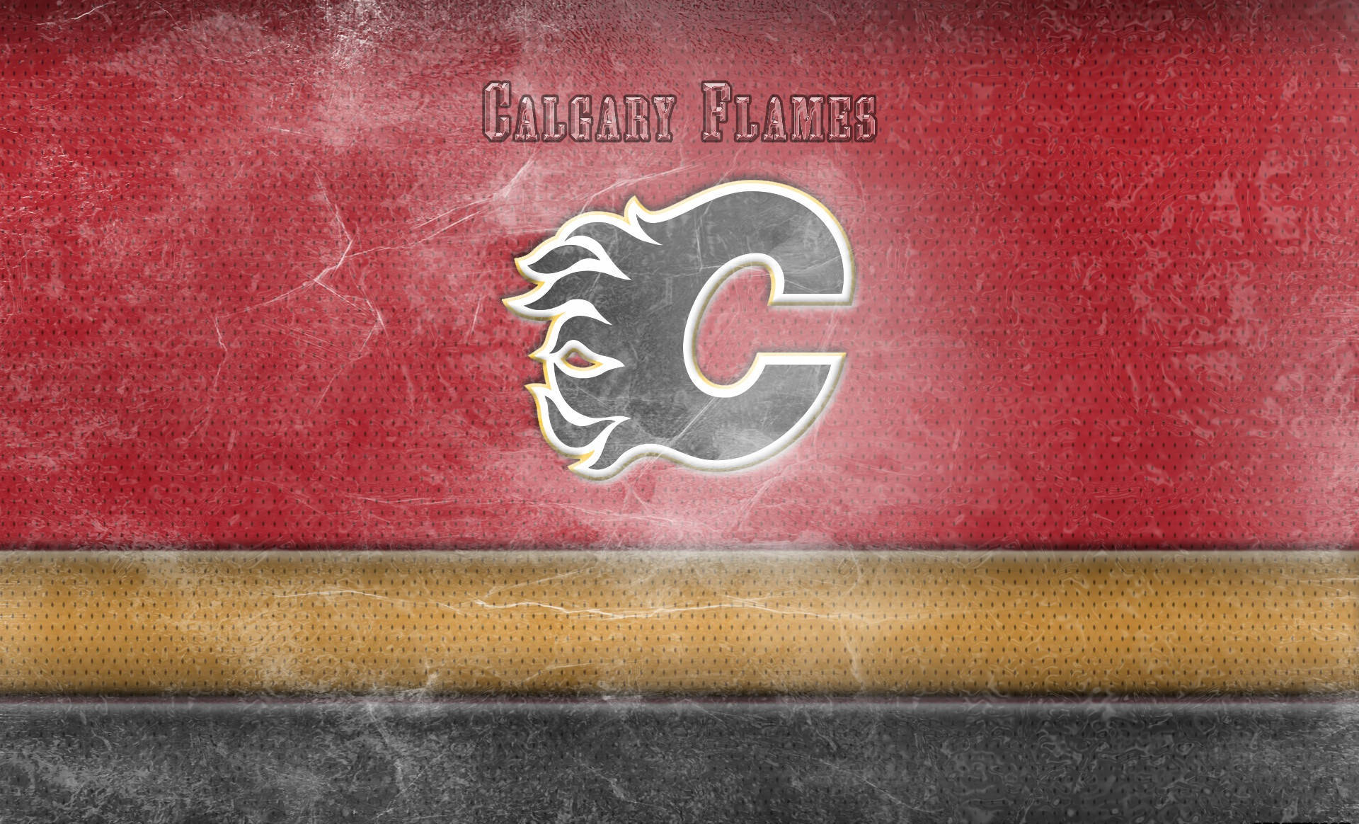 Calgary Flames, icy art, textured red hockey jersey fabric, Full HD Desktop Wallpaper