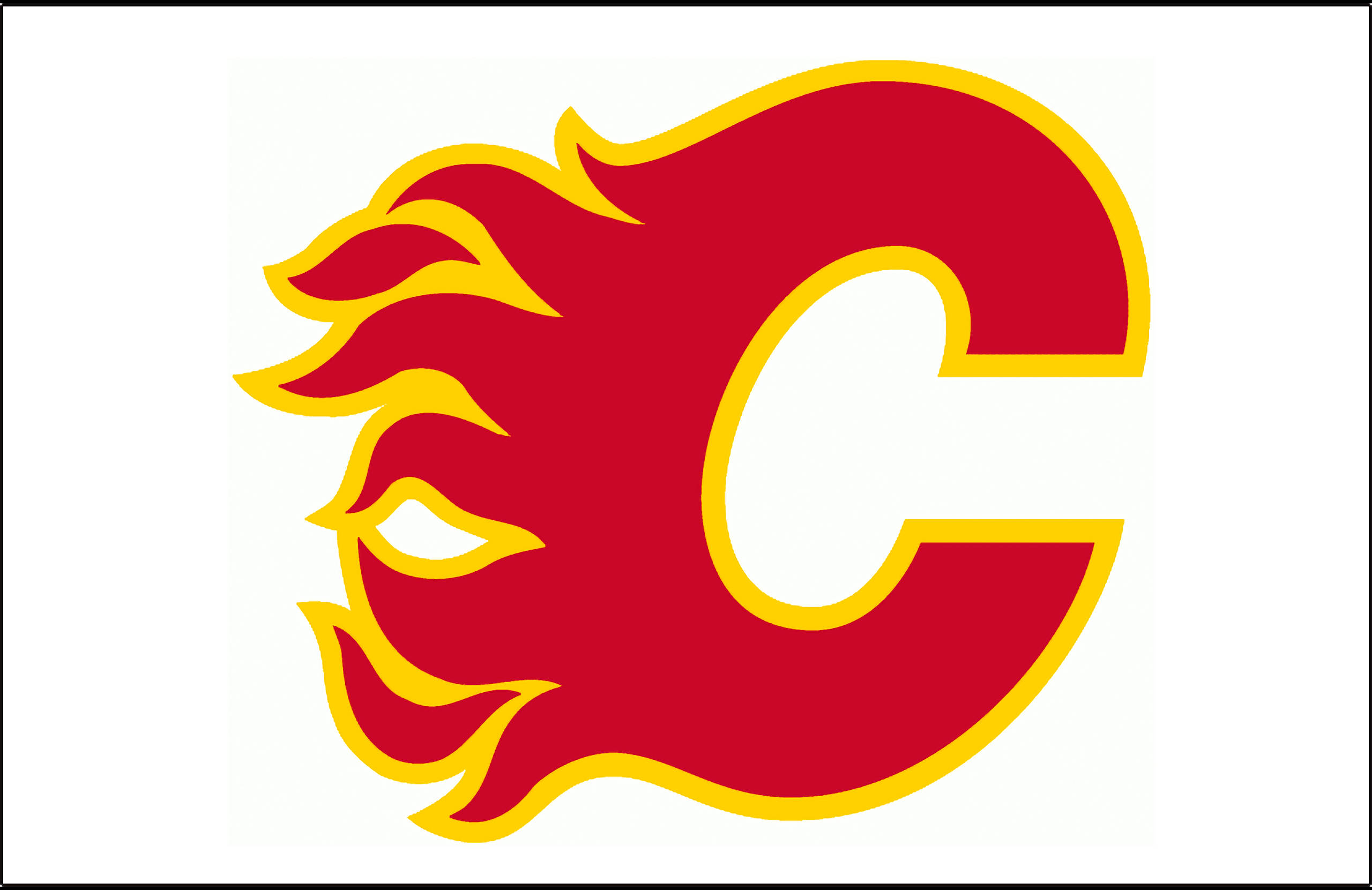 Calgary Flames, red, yellow, 2K Desktop Wallpaper