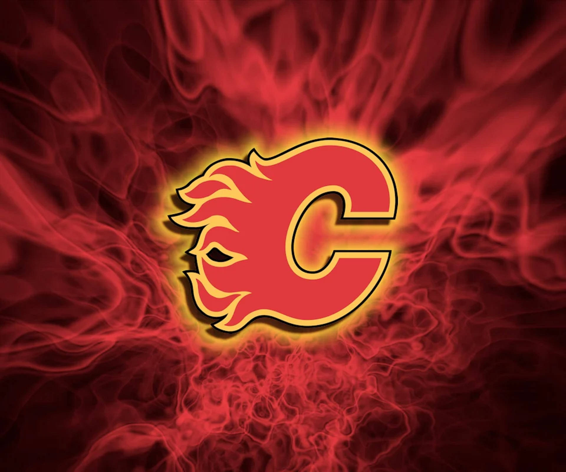 Calgary Flames, red aesthetic, glowing Calgary Flames logo, Full HD Desktop Wallpaper