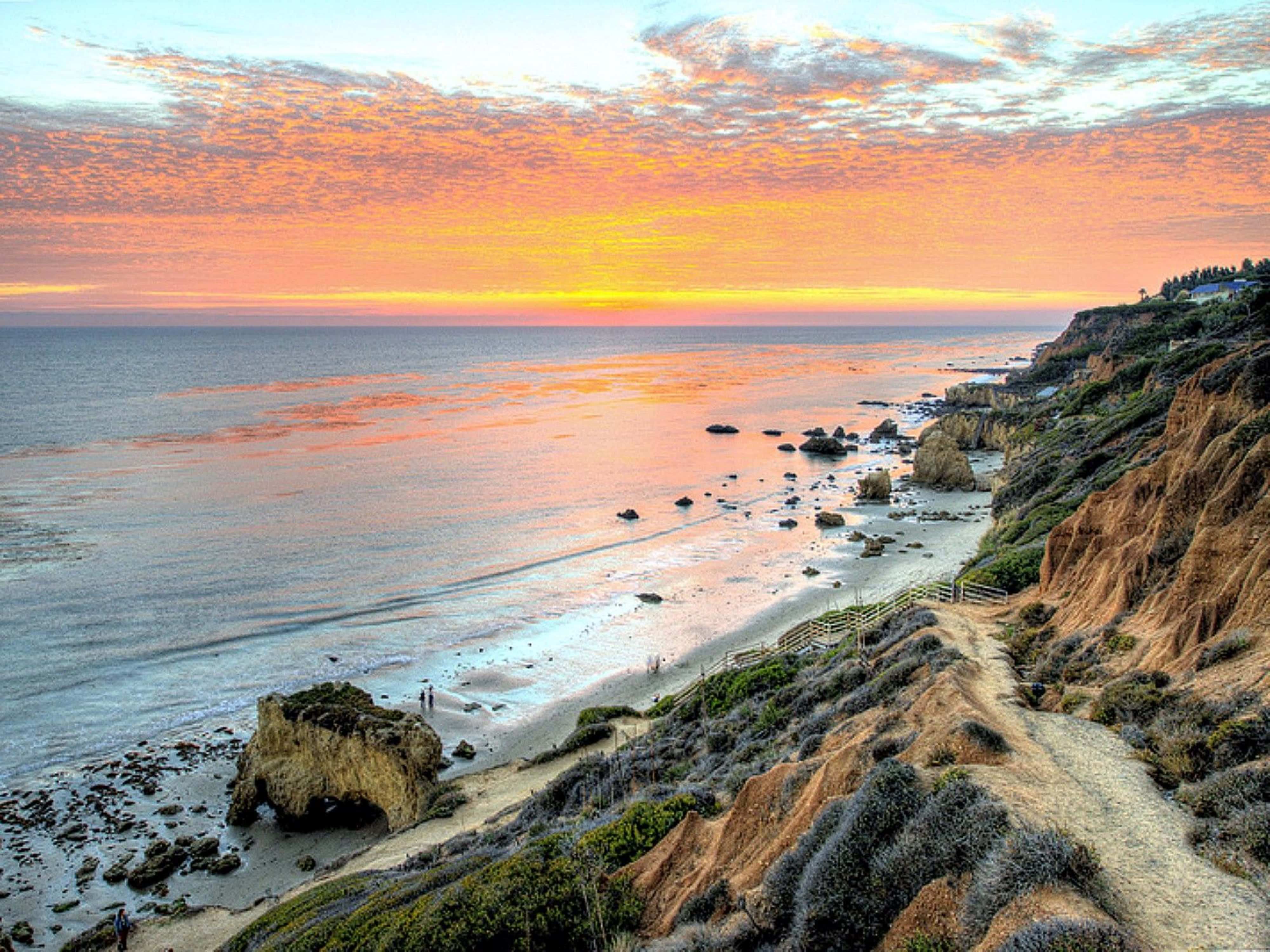 California 4K, sunset, coastal cliffs, 4K Desktop Wallpaper